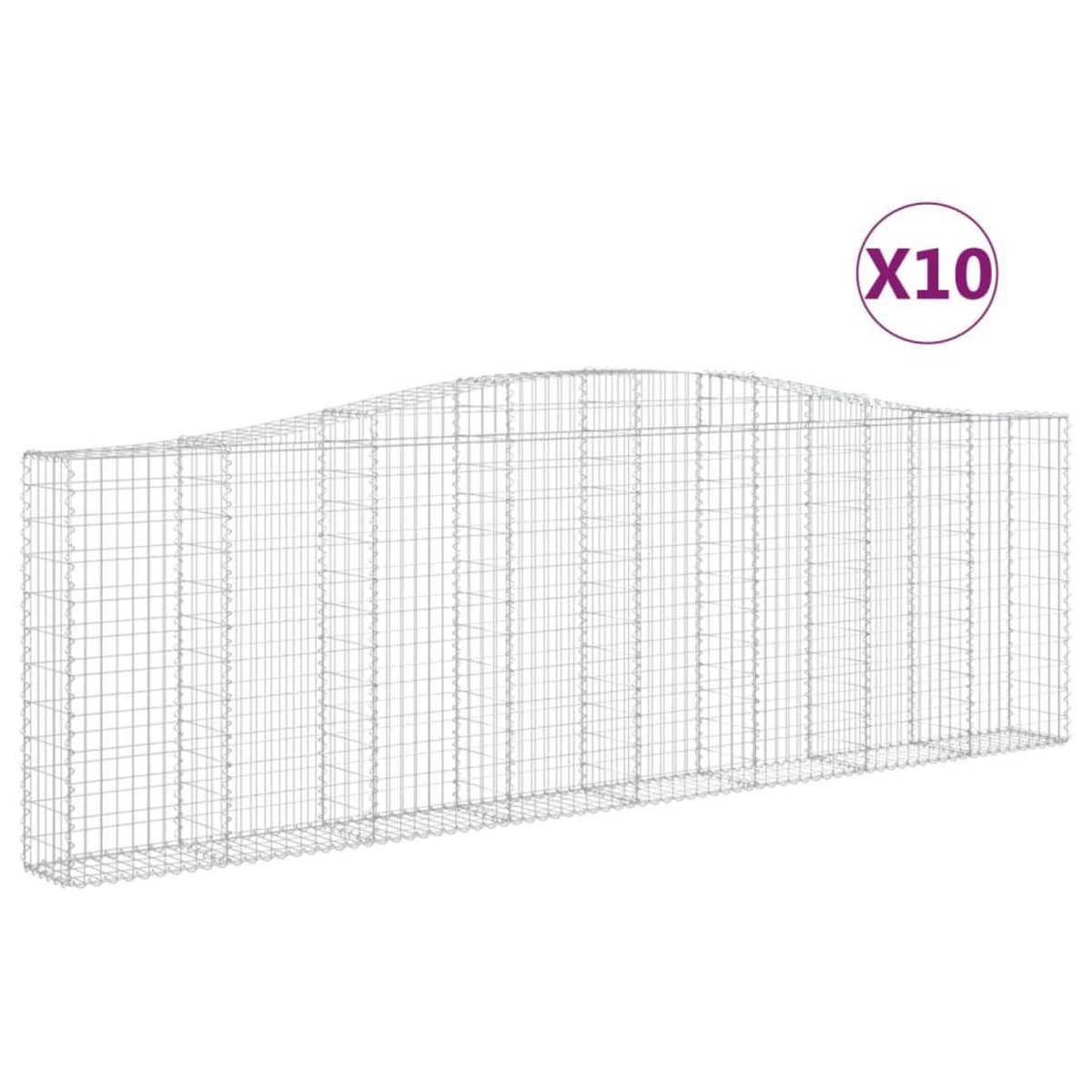 VIDAXL Paniers a gabions arques 10 pcs 400x30x120/140 cm Fer galvanise