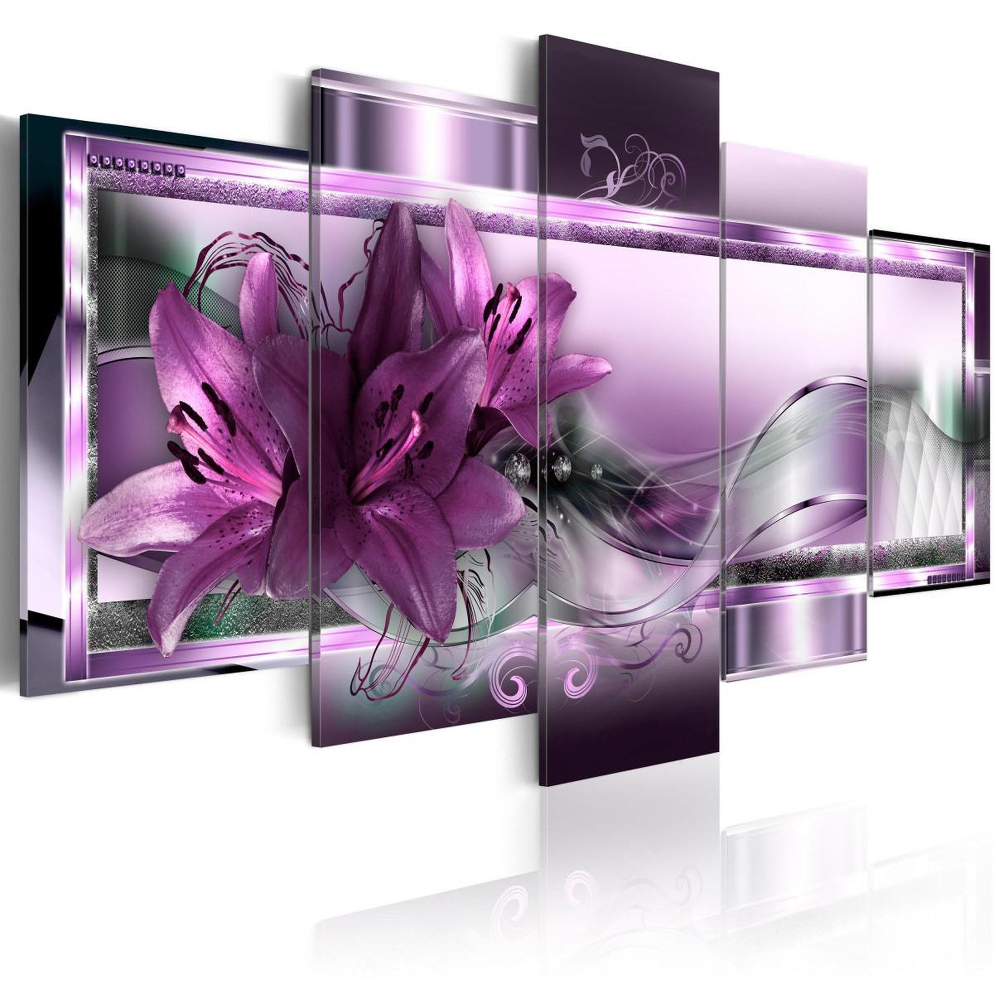 Paris Prix Tableau imprimé  purple lilies. Coloris disponibles : Multicolore