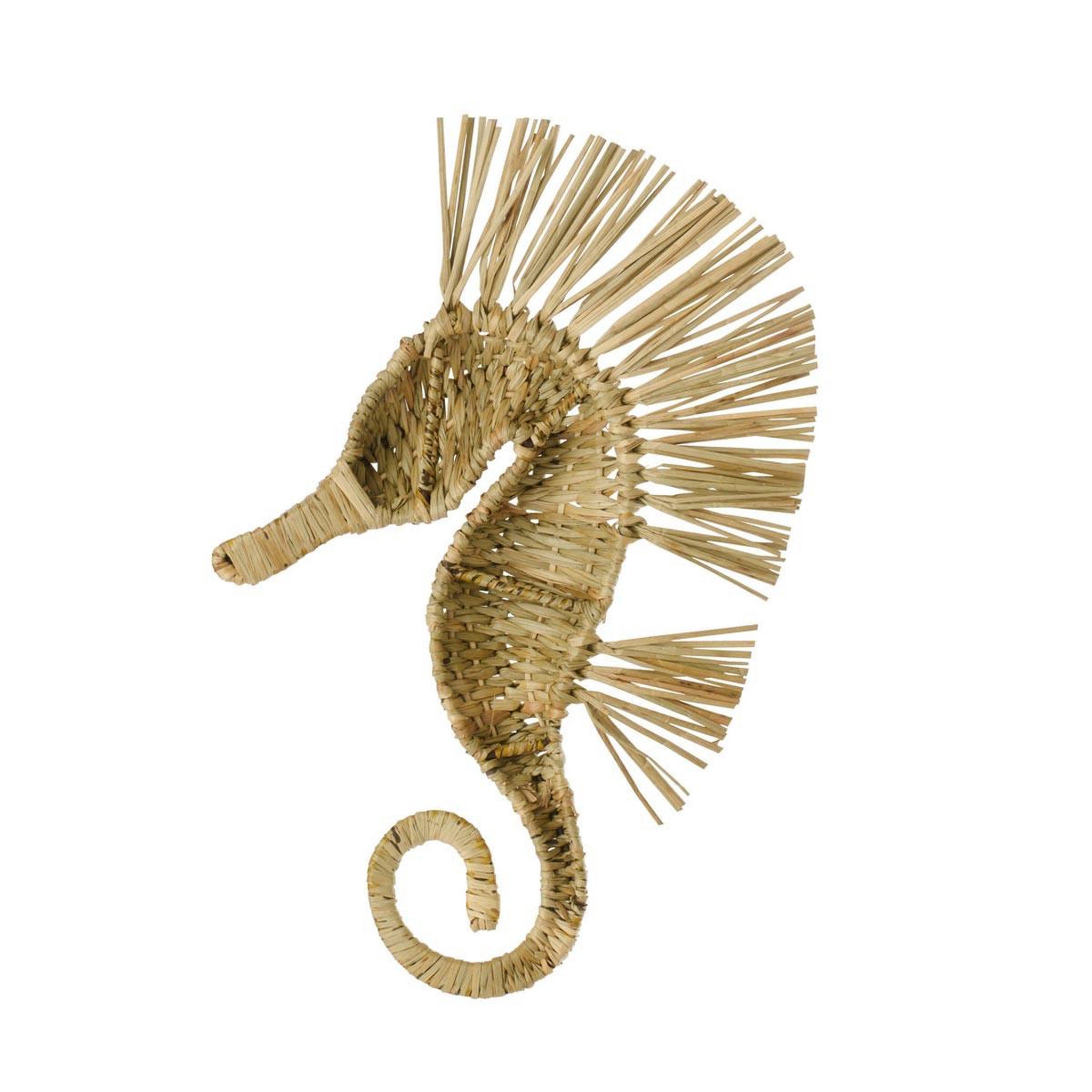 Voir la diapositive 2 : J-LINE Déco murale hippocampe herbe  nut  40cm naturel