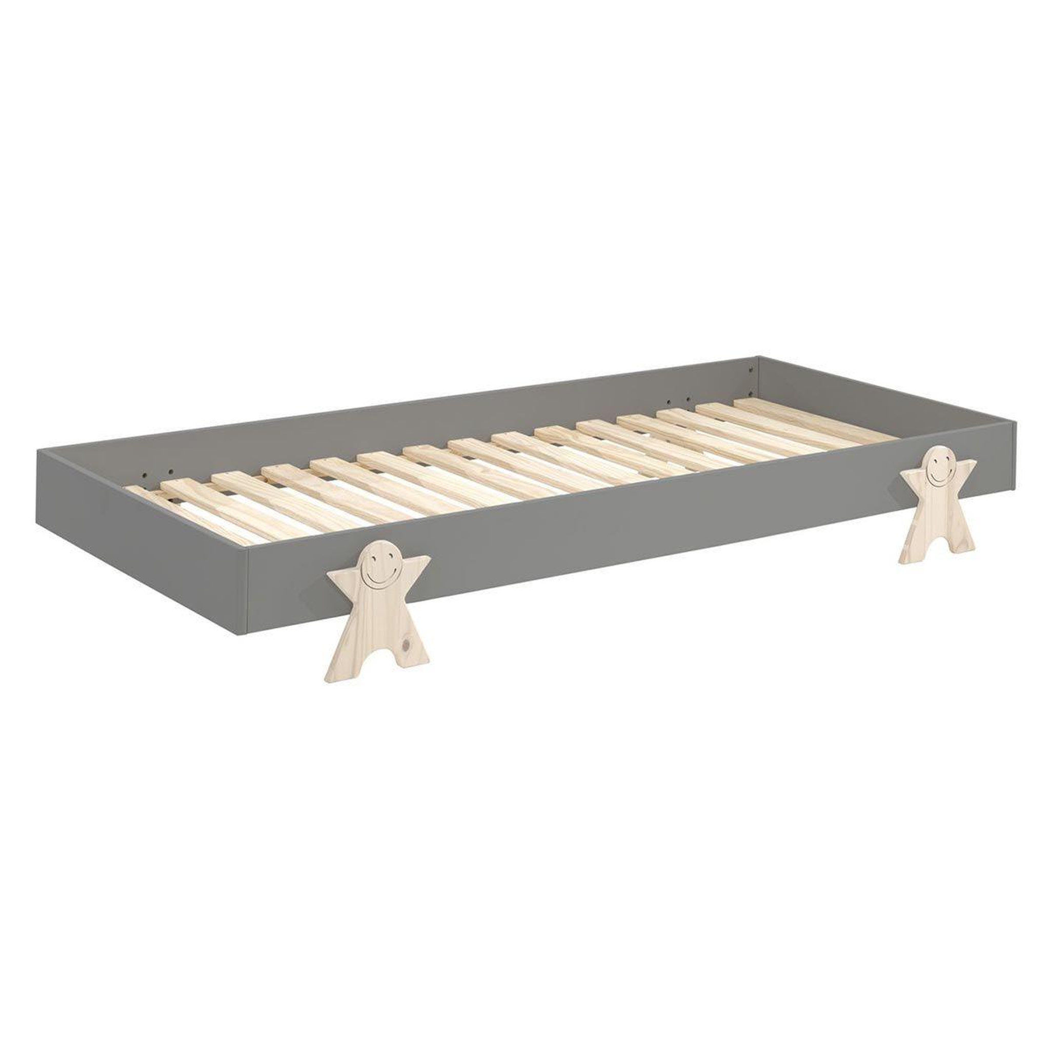 Voir la diapositive 2 : Paris Prix Lit enfant en bois  modulo smiley ii  90x200cm gris