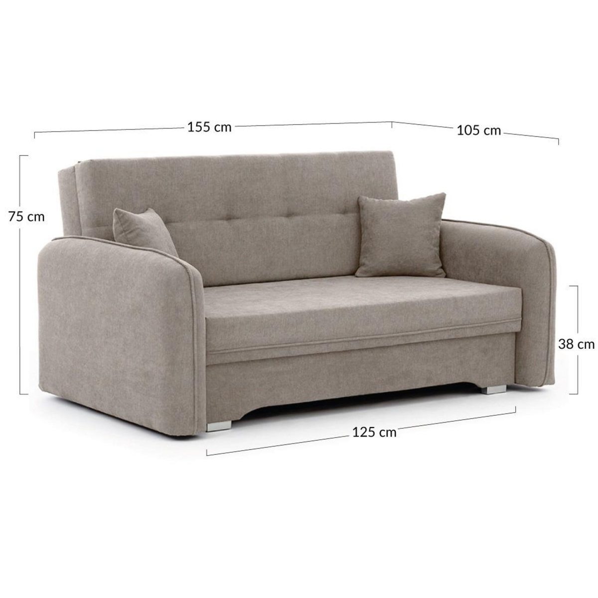 BEST MOBILIER Michelle - canapé droit 3 places convertible avec coffre en velours