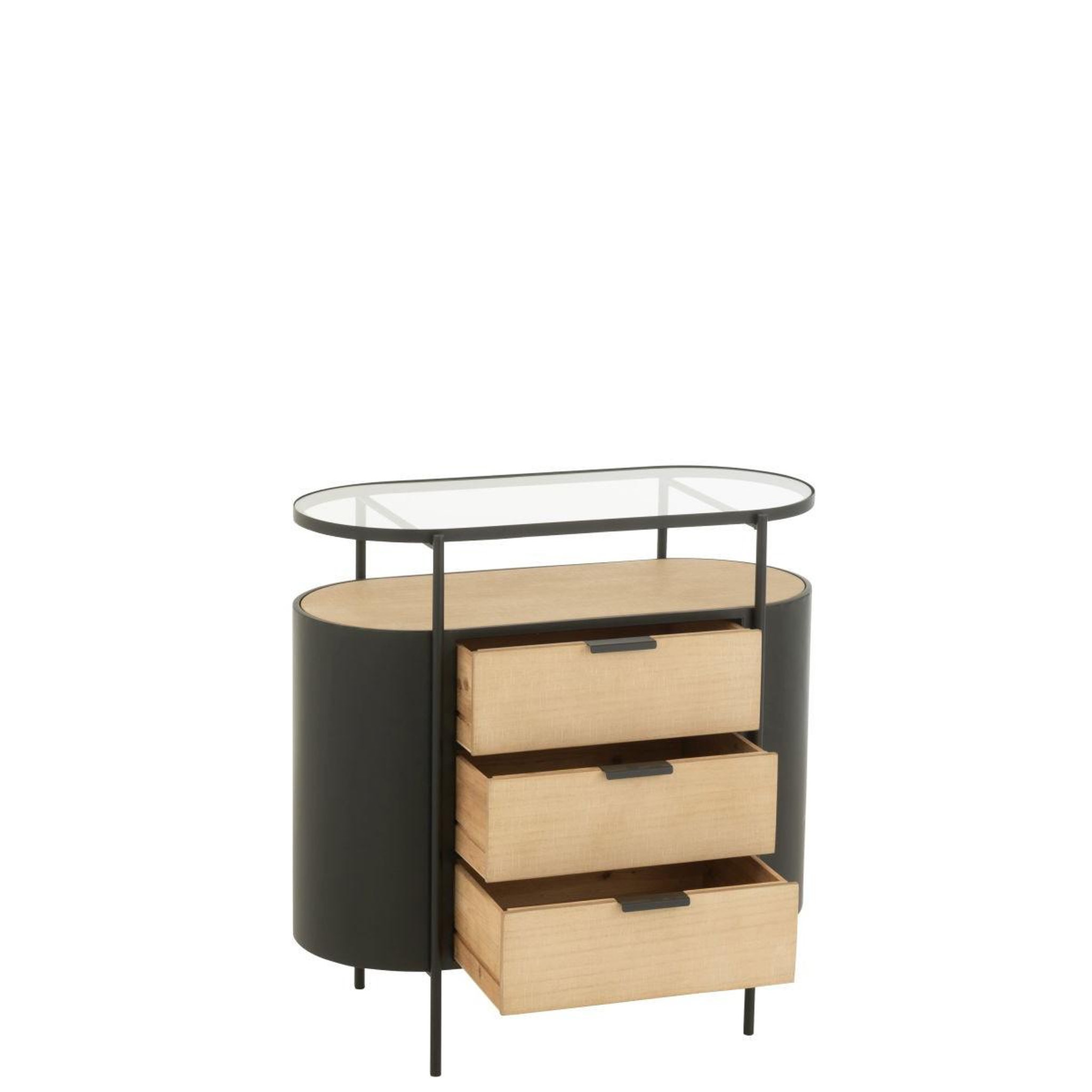 Voir la diapositive 5 : J-LINE Commode 3 tiroirs  bya  80cm naturel