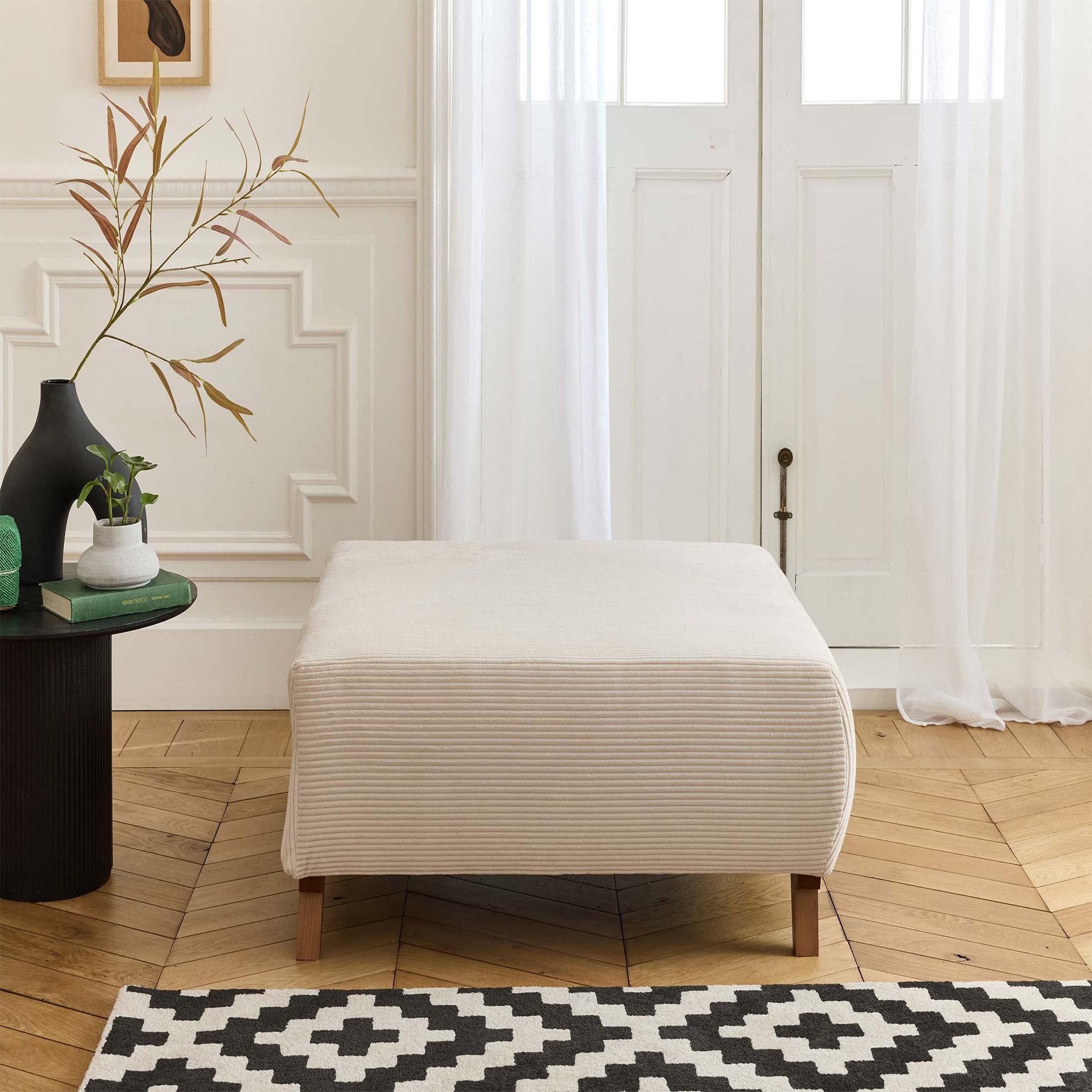 Voir la diapositive 2 : BEST MOBILIER Cristal - pouf modulable - 95 cm - en velours côtelé