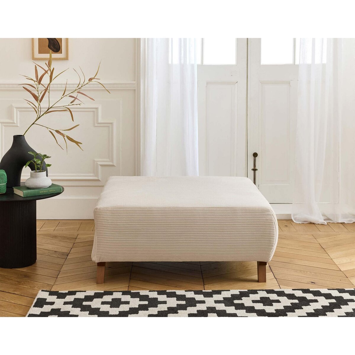 BEST MOBILIER Cristal - pouf modulable - 95 cm - en velours côtelé