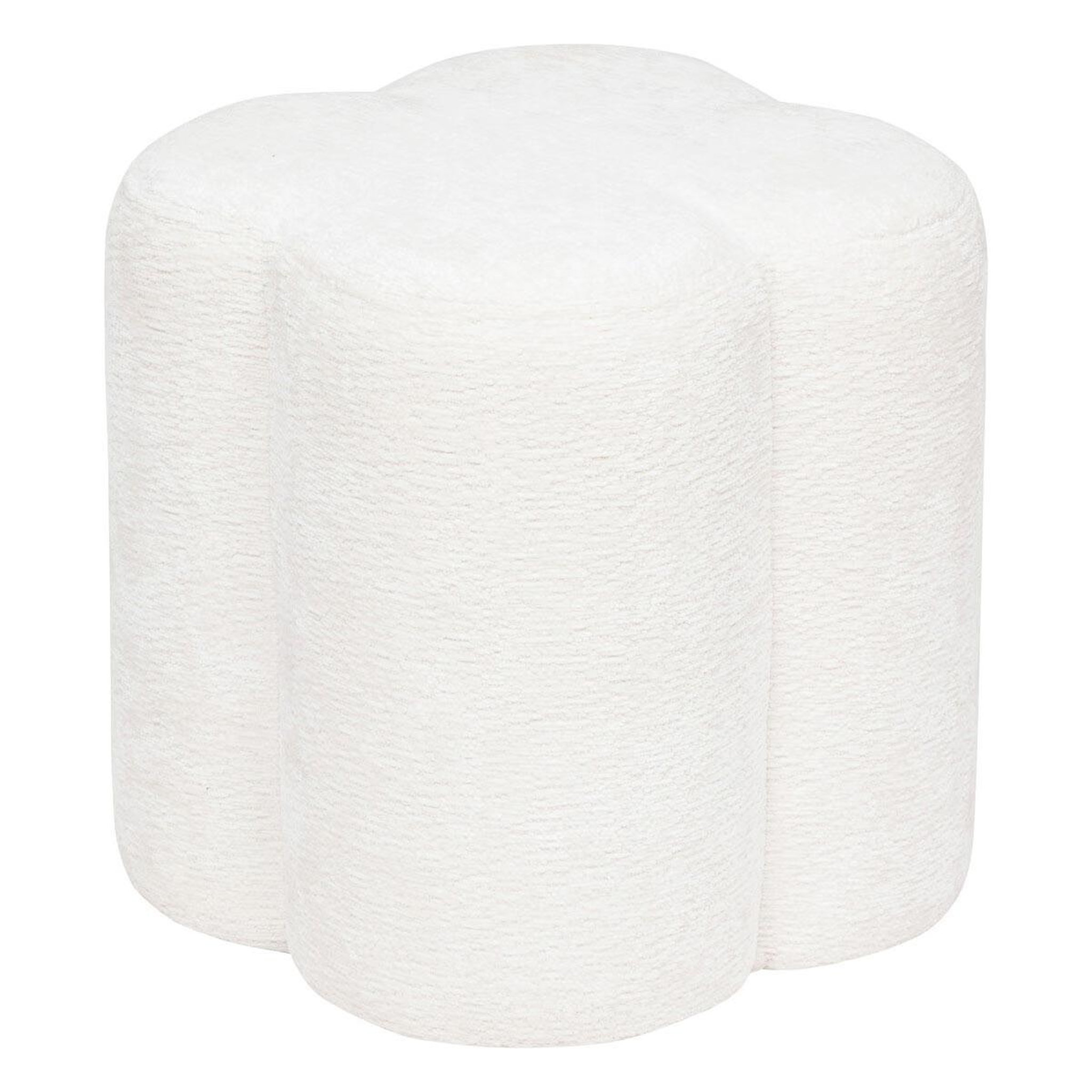 ATMOSPHERA Pouf fleur tissu chenille  lavon  38cm blanc