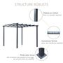 Voir la diapositive 6 : OUTSUNNY Pergola autoportante style contemporain - toit terrasse à décorer - dim. 3L x 3l x 2,3H m - métal époxy anticorrosion noir