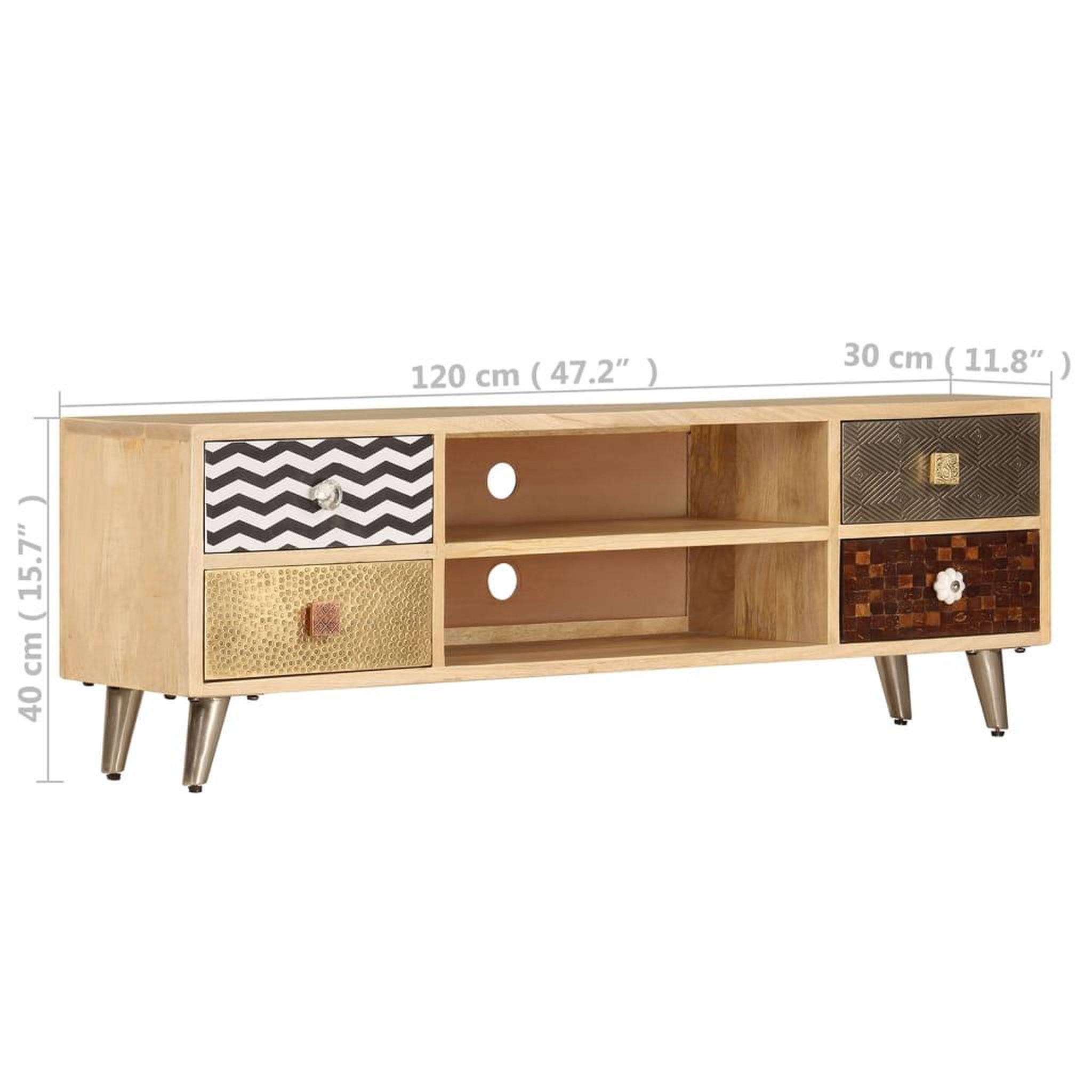 Voir la diapositive 6 : VIDAXL Meuble tv 120x30x40 cm bois massif de manguier