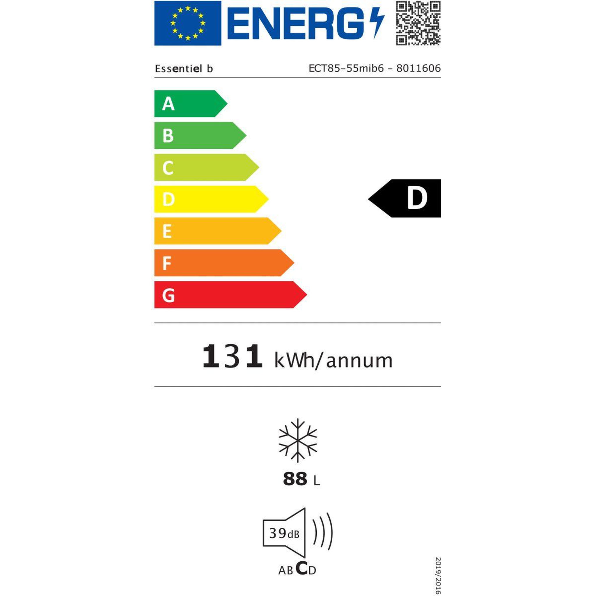 Voir la diapositive 3 : ESSENTIEL B Congélateur top ect85-55mib6