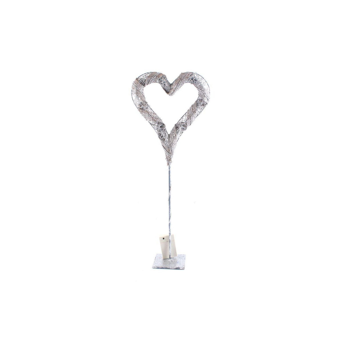 HEART OF THE HOME Décoration de Noël lumineuse Coeur Ice - Argent