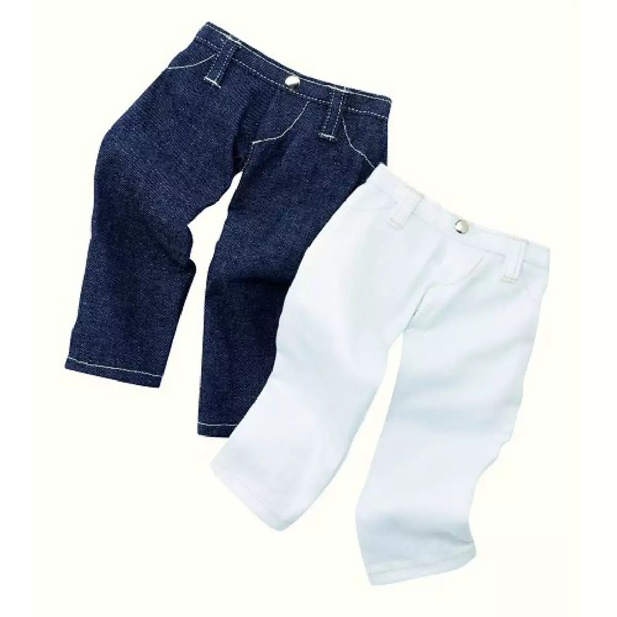 Gotz Vêtements pour poupée de 42 à 50 cm : Götz Boutique Lot de 2 pantalons : Jeans et blanc