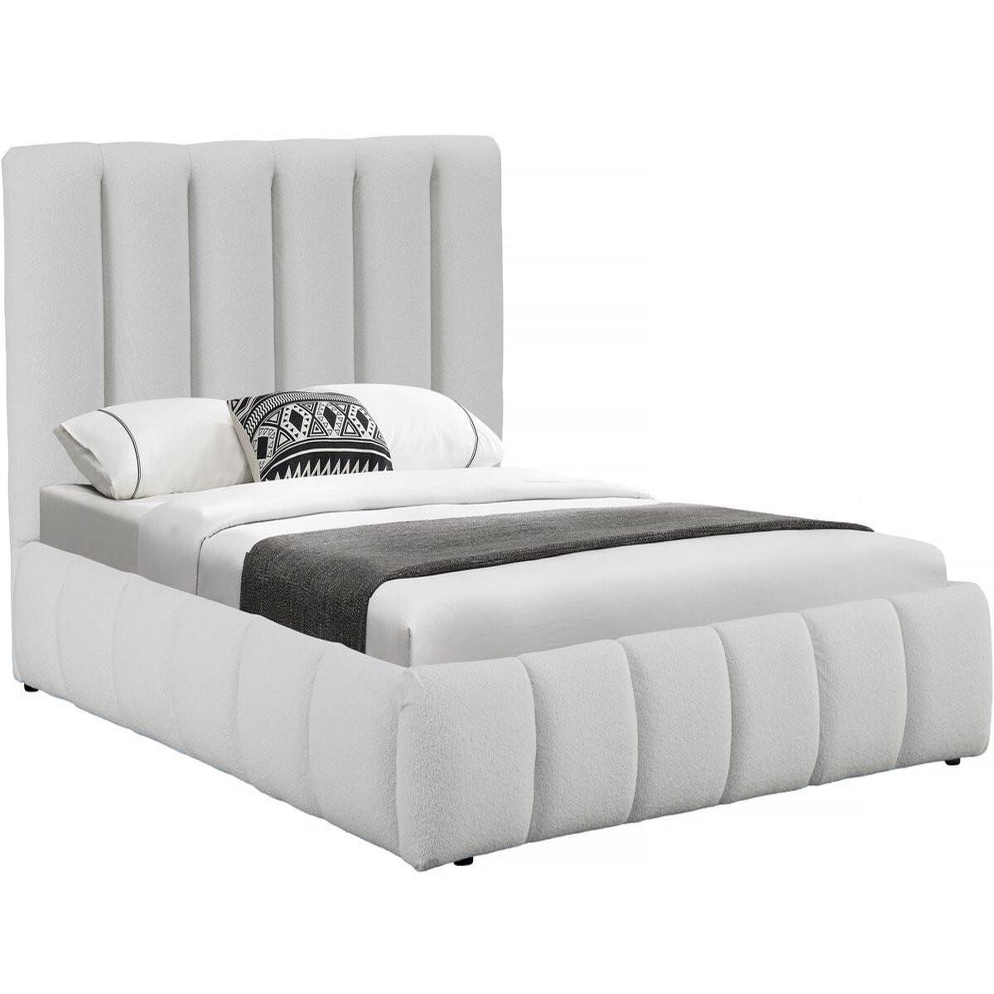 Habitat et Jardin Lit bouclette avec coffre  annie  - 160 x 200 cm - blanc