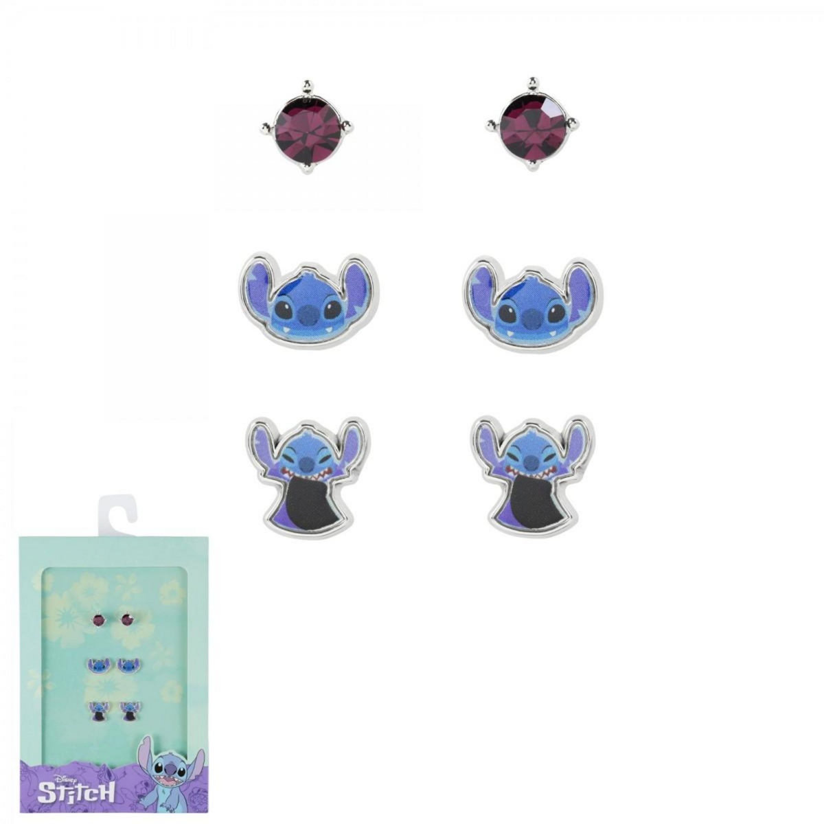 SC CRYSTAL Lot de 3 paires de Boucles d'oreilles Disney - Stitch