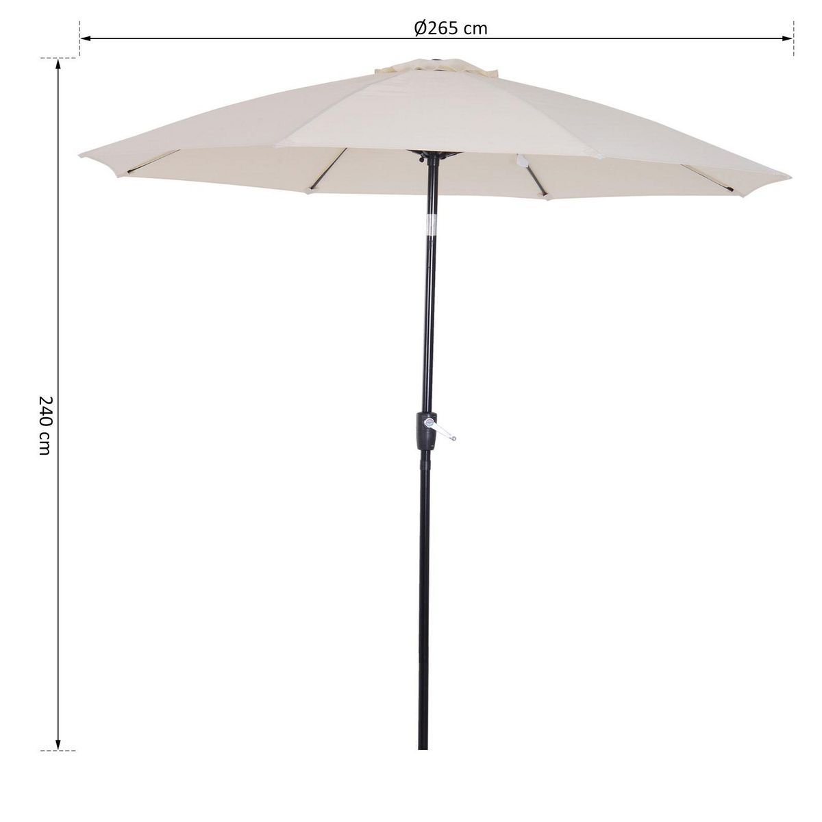 OUTSUNNY Parasol inclinable aluminium fibre de verre polyester diamètre 2,65 m coloris crème