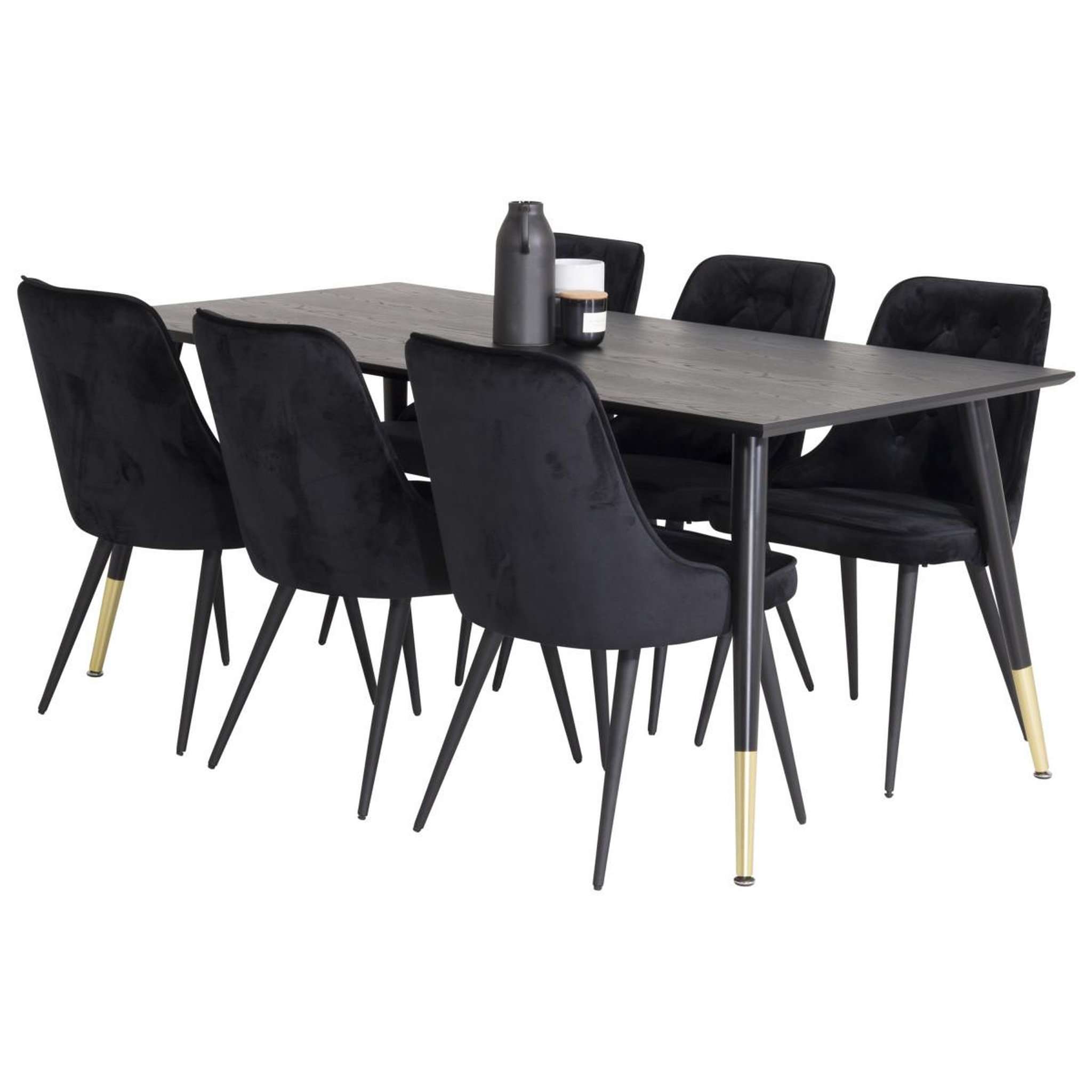 Voir la diapositive 2 : Paris Prix Ensemble table à manger & 6 chaises  dipp & deluxe  180cm noir & or