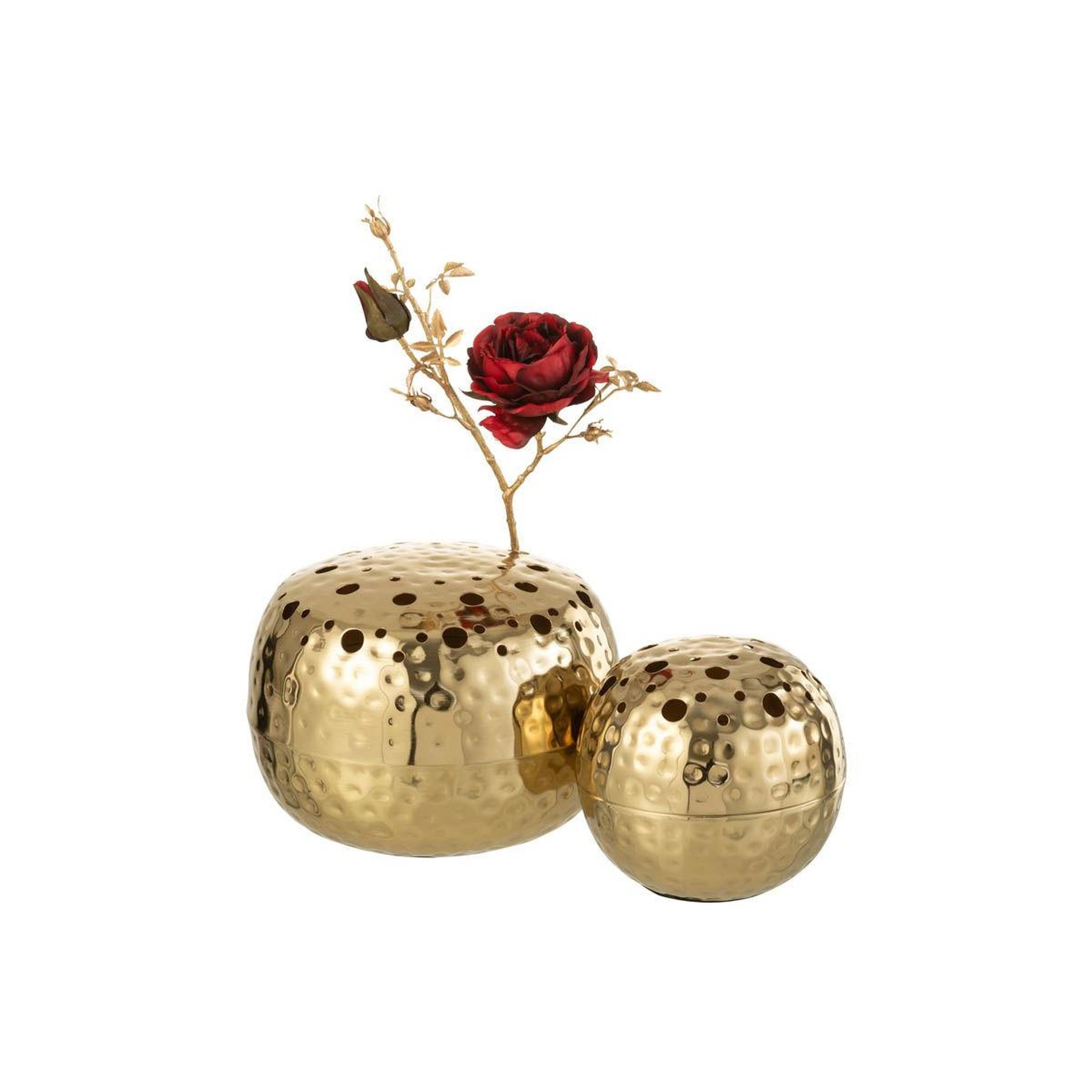 Voir la diapositive 5 : J-LINE Vase boule ajouré  mandy  23cm or