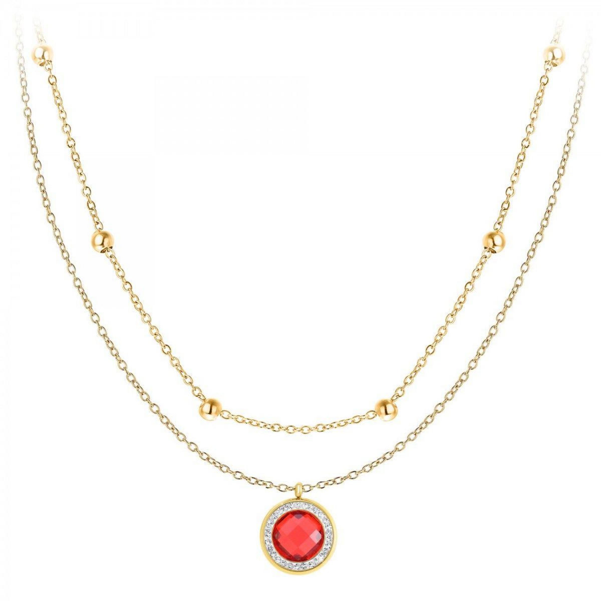 SC BOHEME Lot de 2 colliers SC Bohème en Acier Finement doré orné de cristaux scintillants