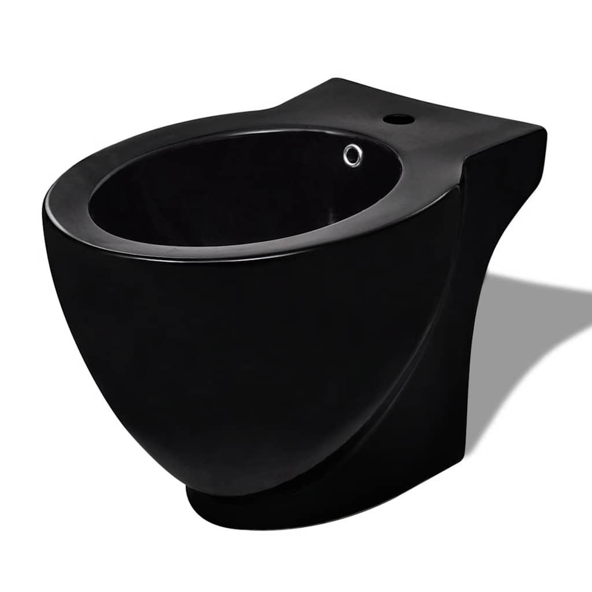 Voir la diapositive 2 : VIDAXL Bidet rond a poser en ceramique sanitaire noir