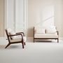 Voir la diapositive 5 : SWEEEK Banquette 2 places + Fauteuil bouclette en bois d'hévéa teinté noyer clair