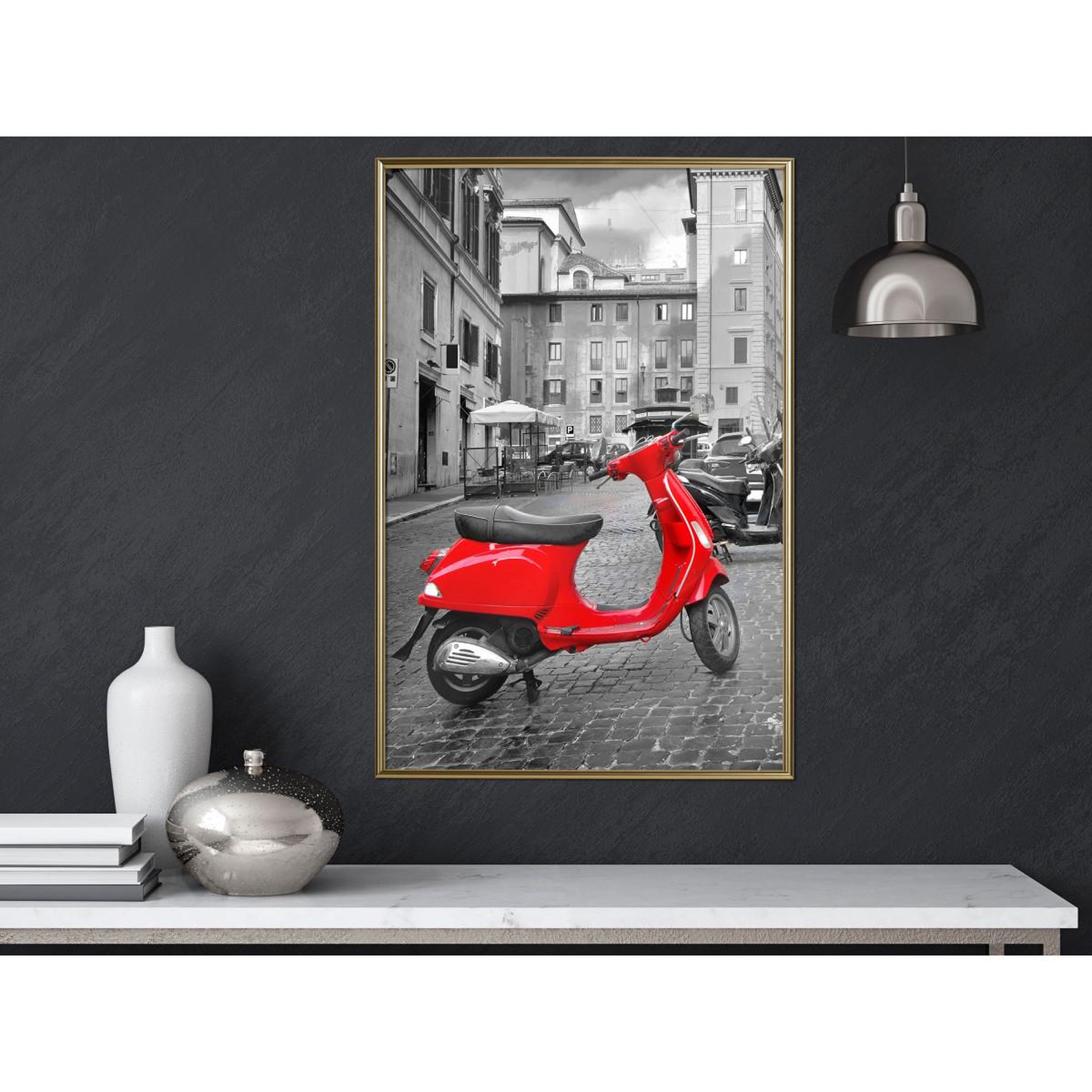 Voir la diapositive 2 : Paris Prix Affiche Murale Encadrée  The Most Beautiful Scooter