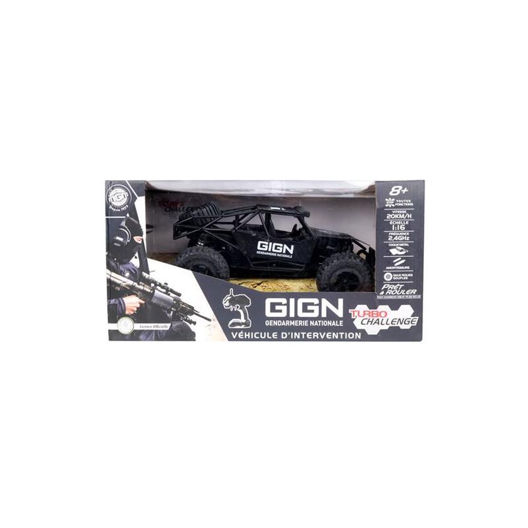 TURBO CHALLENGE Voiture radio commandée Turbo Challenge Buggy GIGN 27 cm Noir