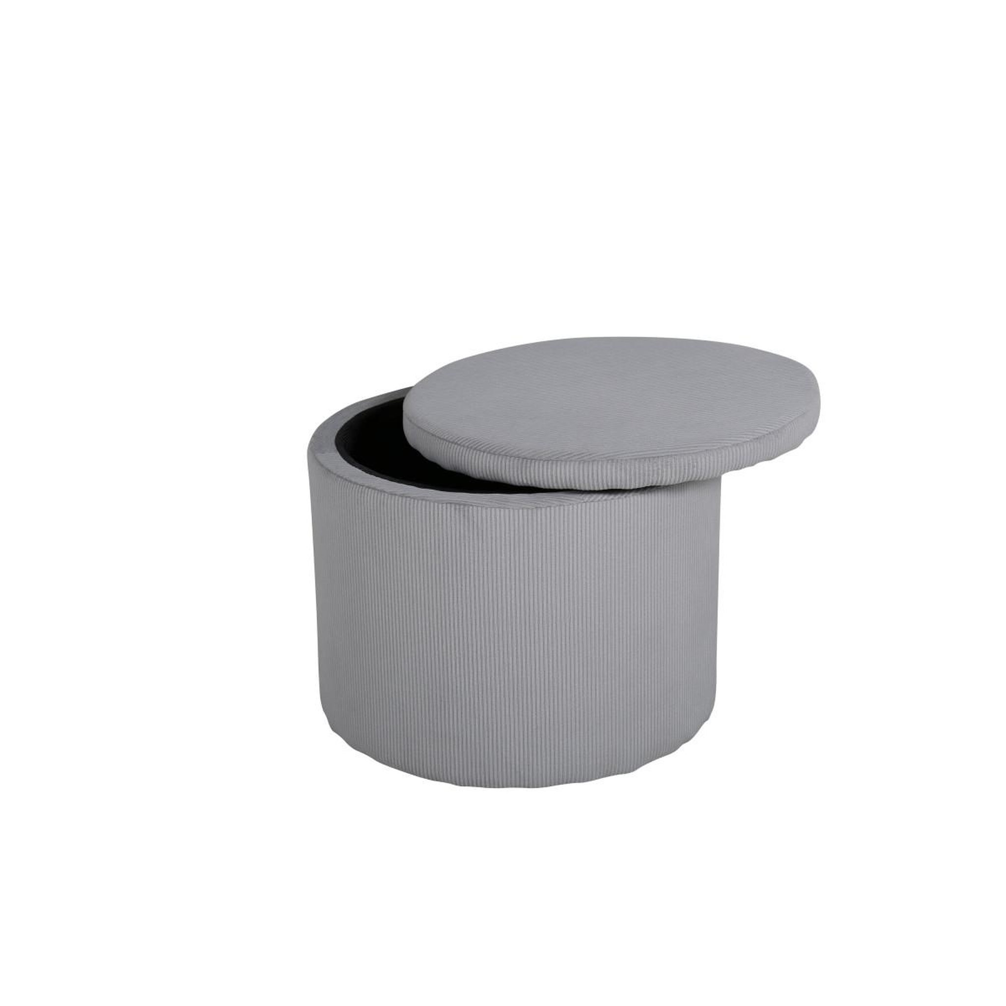 Voir la diapositive 2 : Paris Prix Pouf coffre en velours côtelé  dunken  51cm gris