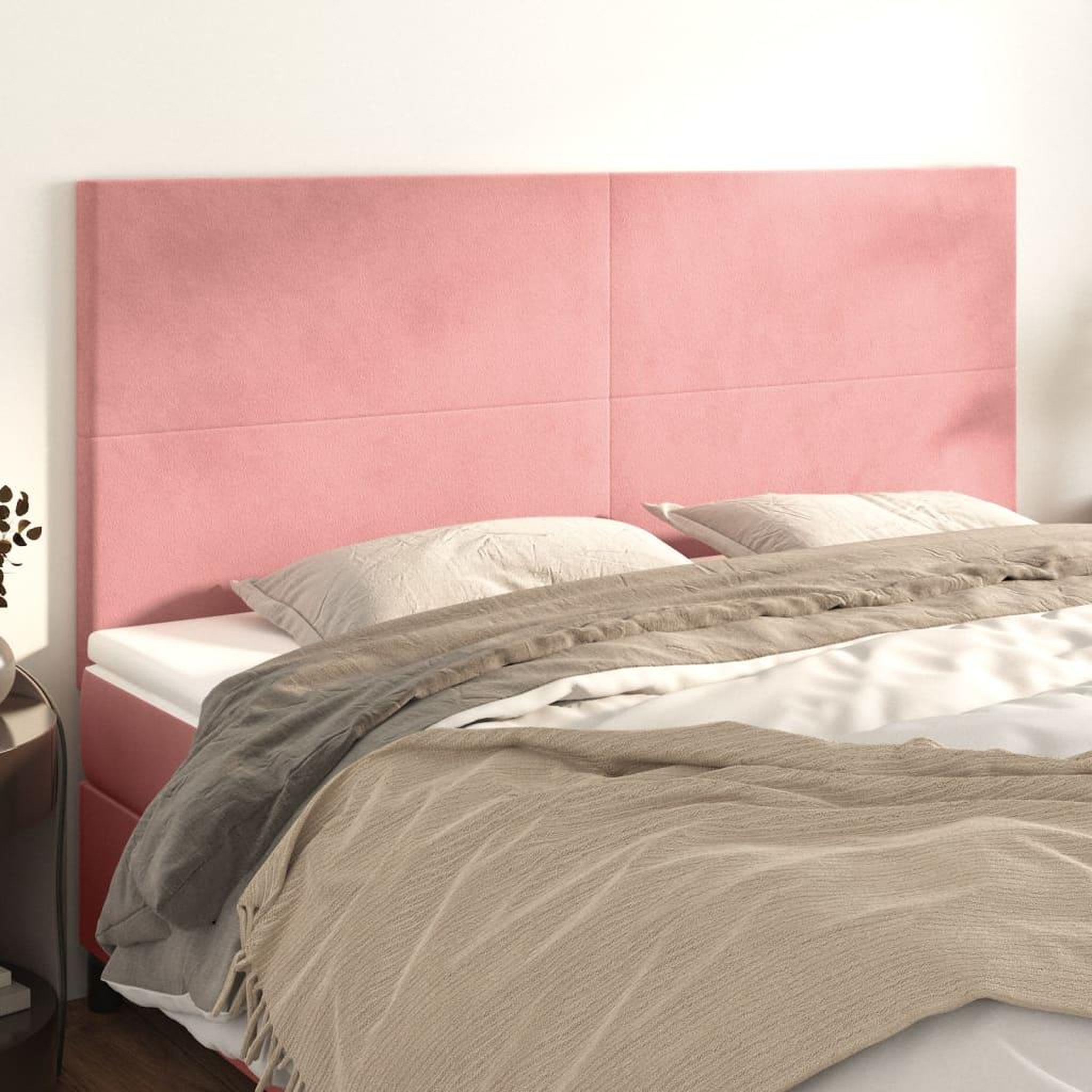 Voir la diapositive 1 : VIDAXL Tetes de lit 4 pcs Rose 100x5x78/88 cm Velours