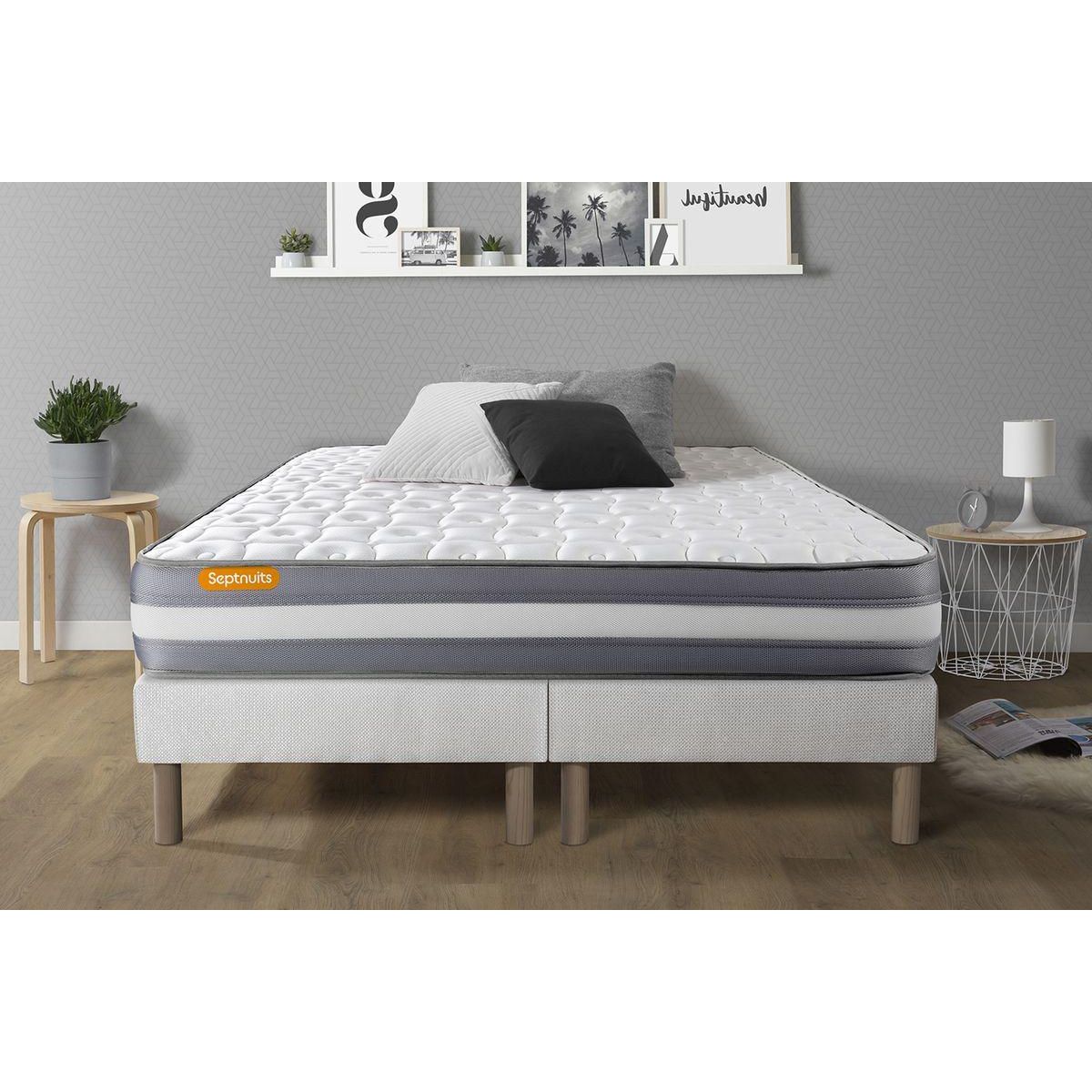 SEPTNUITS Matelas + double sommiers Memo Plus Mémoire de forme 3 zones