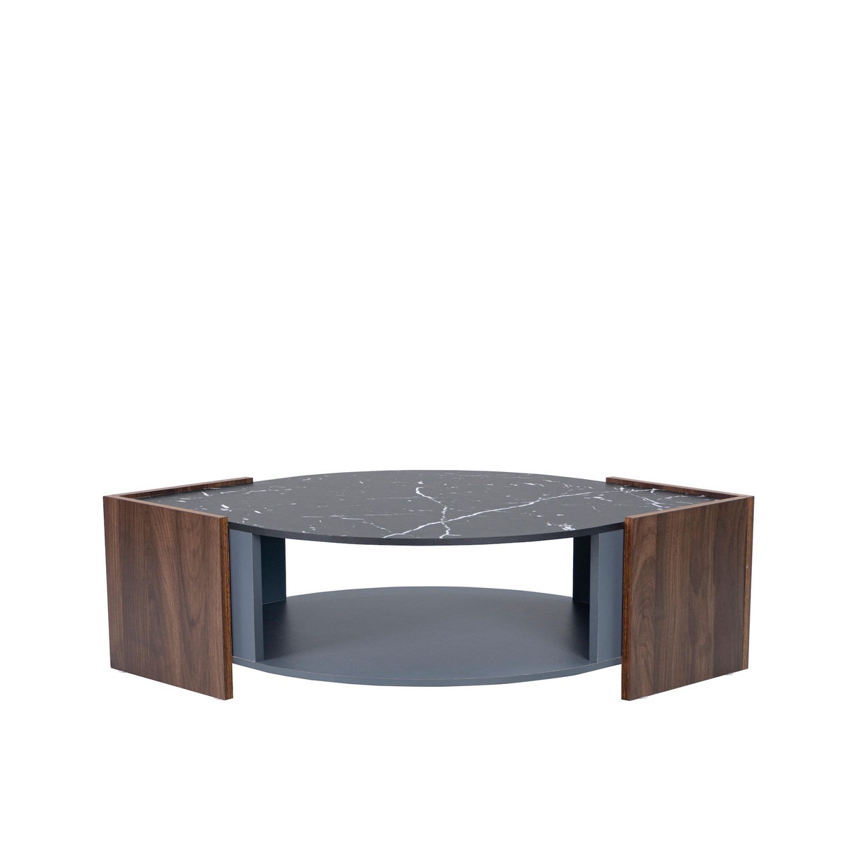 MERAX Table Basse Plateau De Table Avec Rayures En Marbre Noir