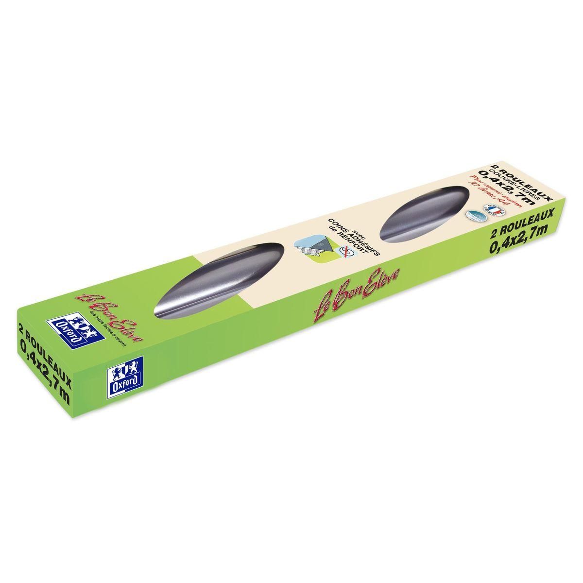 OXFORD Lot de 2 rouleaux couvre-livre 0,4x2,7m LE BON ELEVE PVC transparent