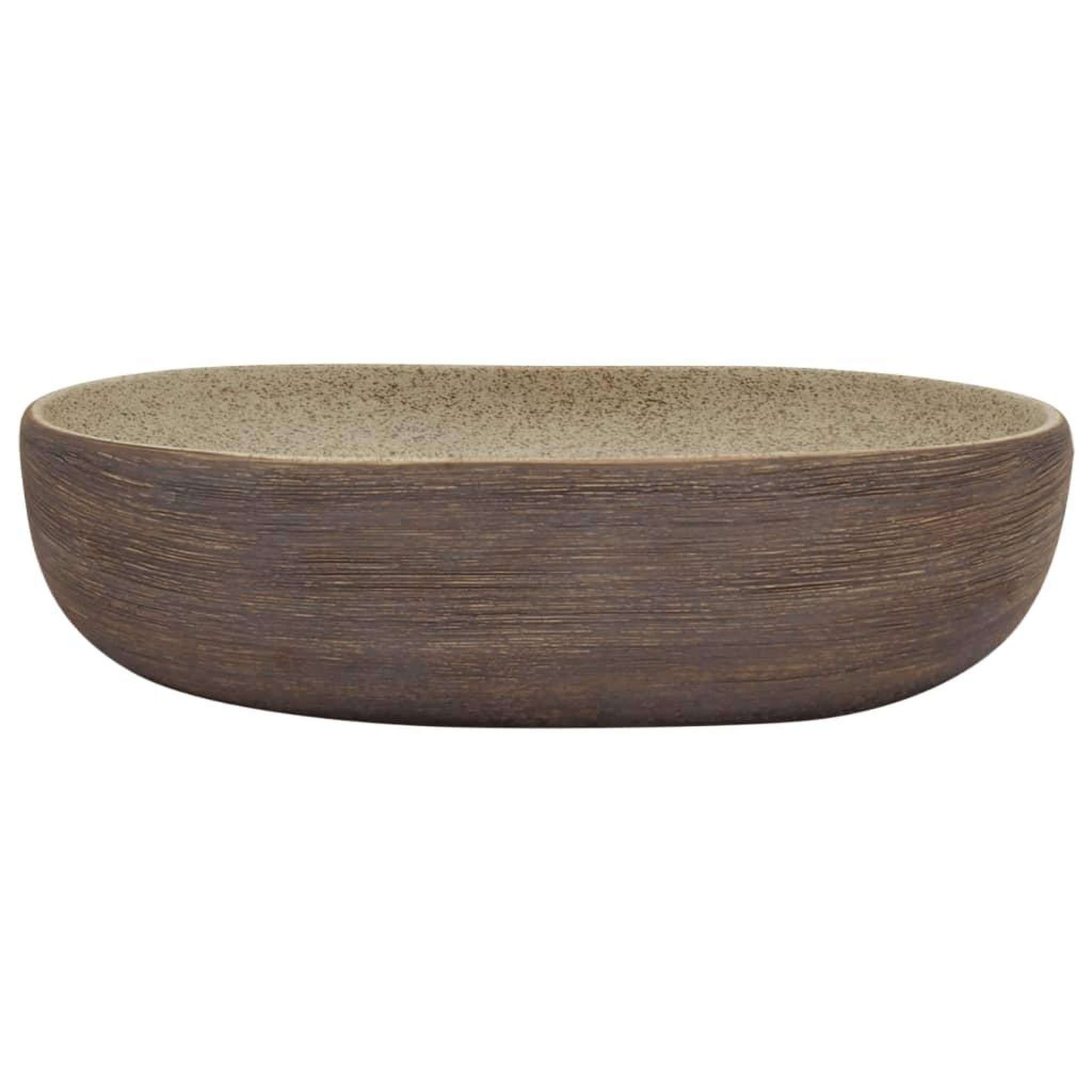 Voir la diapositive 3 : VIDAXL Vasque a poser sable et marron ovale 59x40x14 cm ceramique