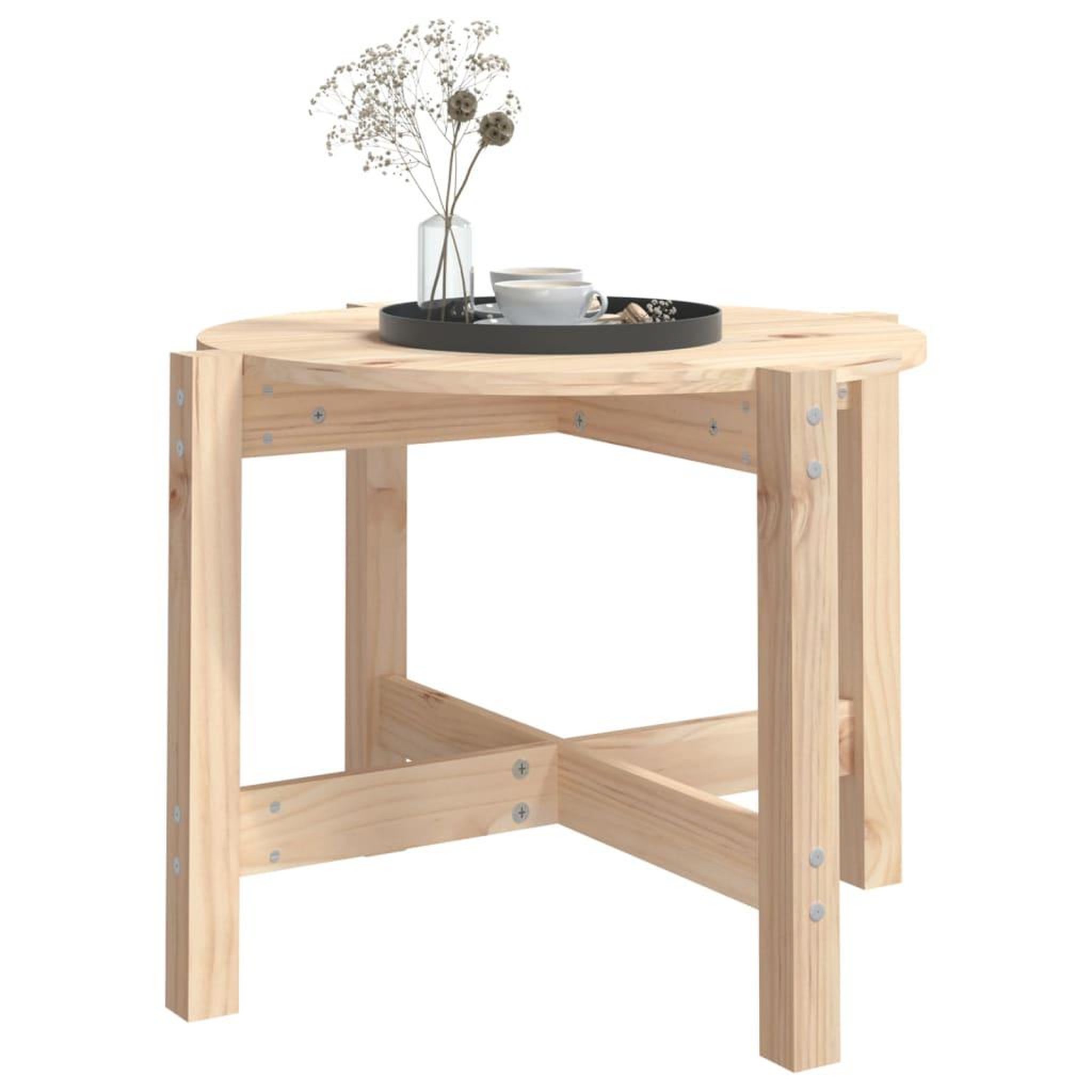 Voir la diapositive 4 : VIDAXL Table basse Ø 62,5x45 cm Bois massif de pin