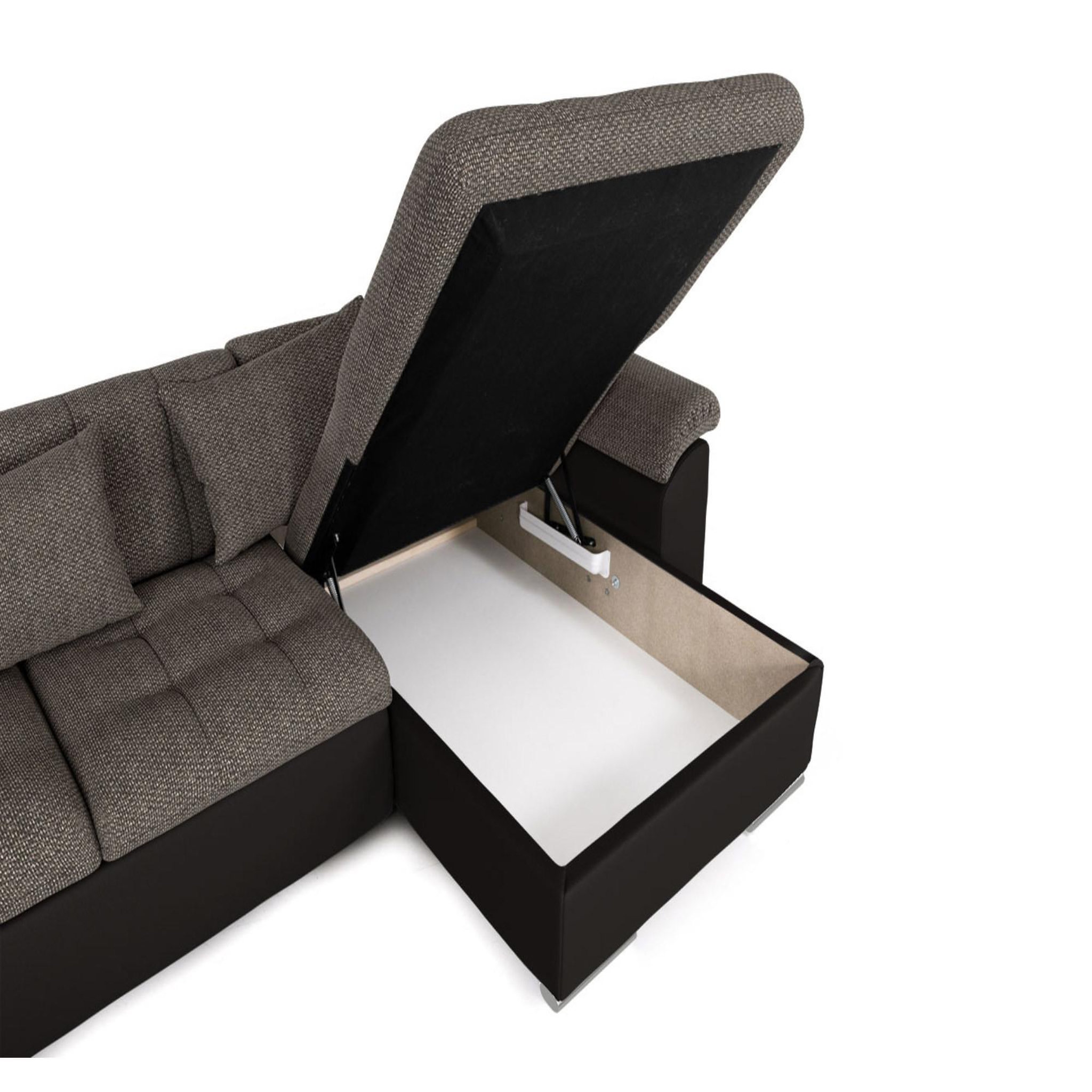Voir la diapositive 4 : BEST MOBILIER Chuck - canapé panoramique xxl - convertible avec coffre - 7 places - gauche