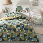 FUTURE HOME Parure de lit 2 personnes géométrique coton 57 fils. Coloris disponibles : Vert