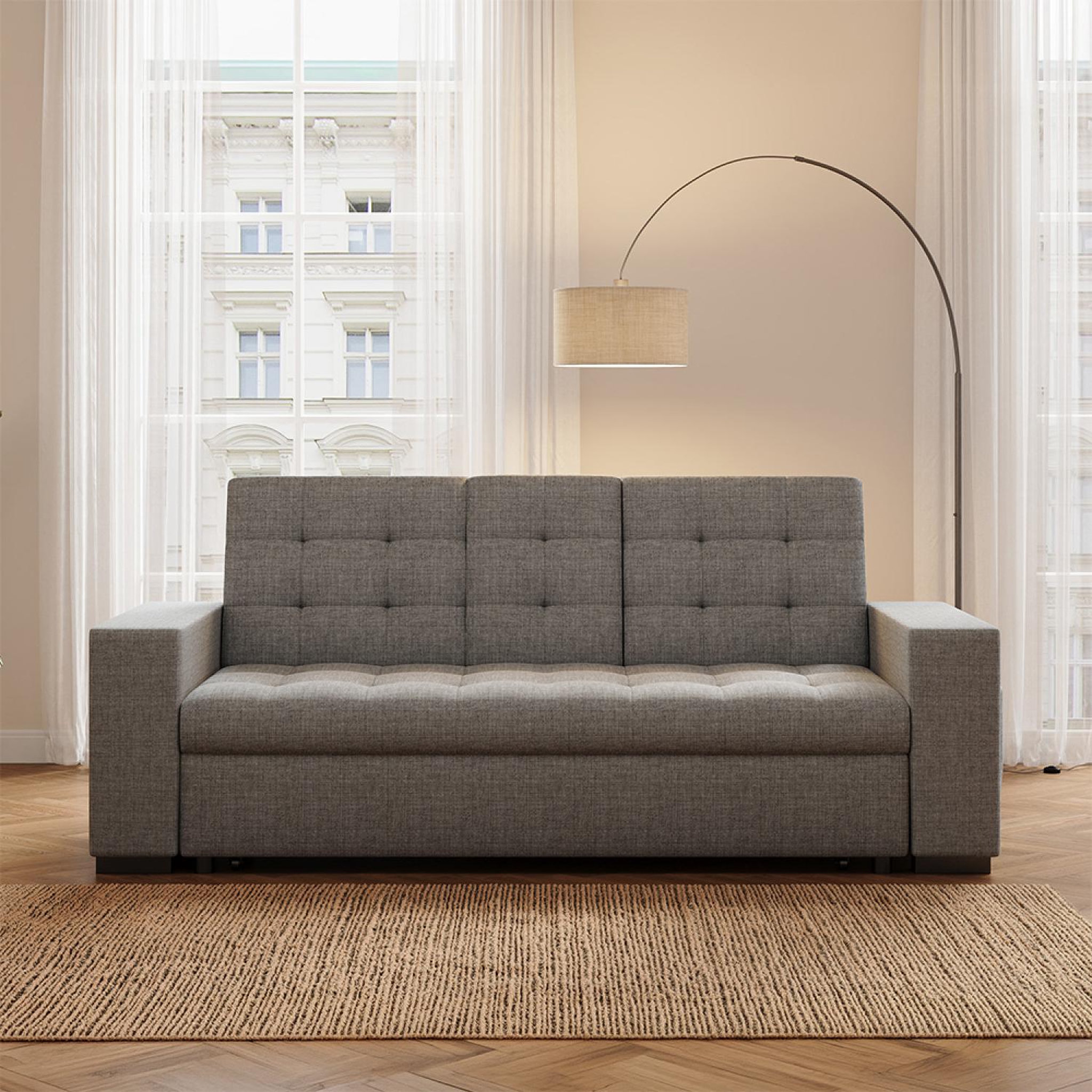 Voir la diapositive 6 : CONCEPT USINE Canapé convertible gris foncé avec rangements noho