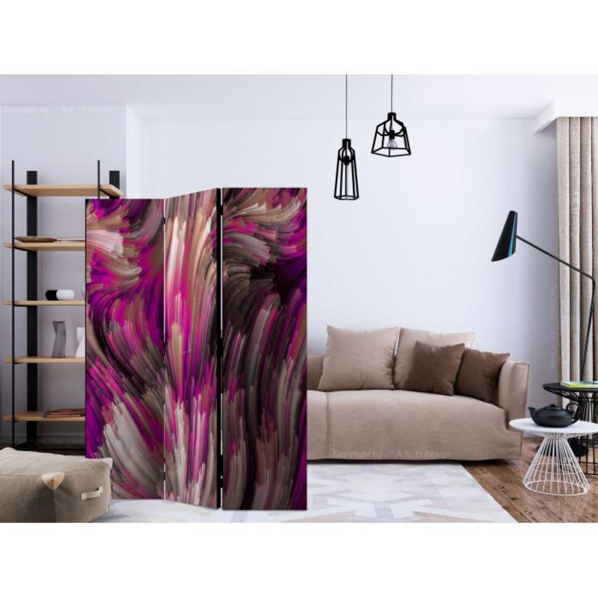 Paris Prix Paravent 3 Volets  Purple Energy  135x172cm