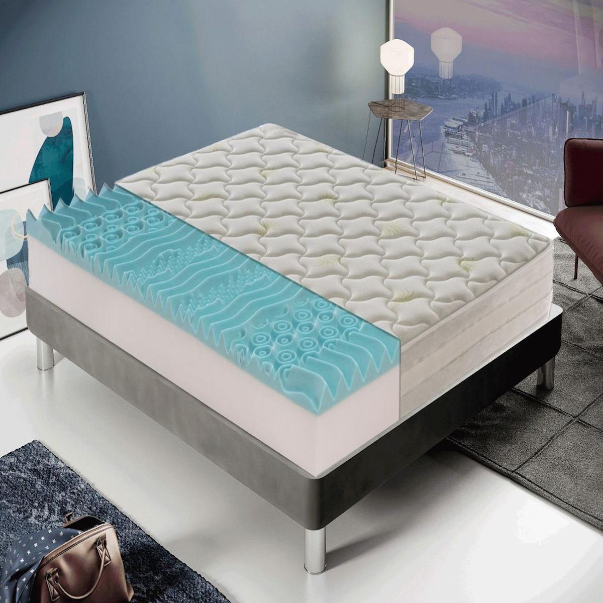ILOVESLEEP Matelas Mousse IBIZA - Accueil Mémoire De Forme - Epaisseur 25 Cm