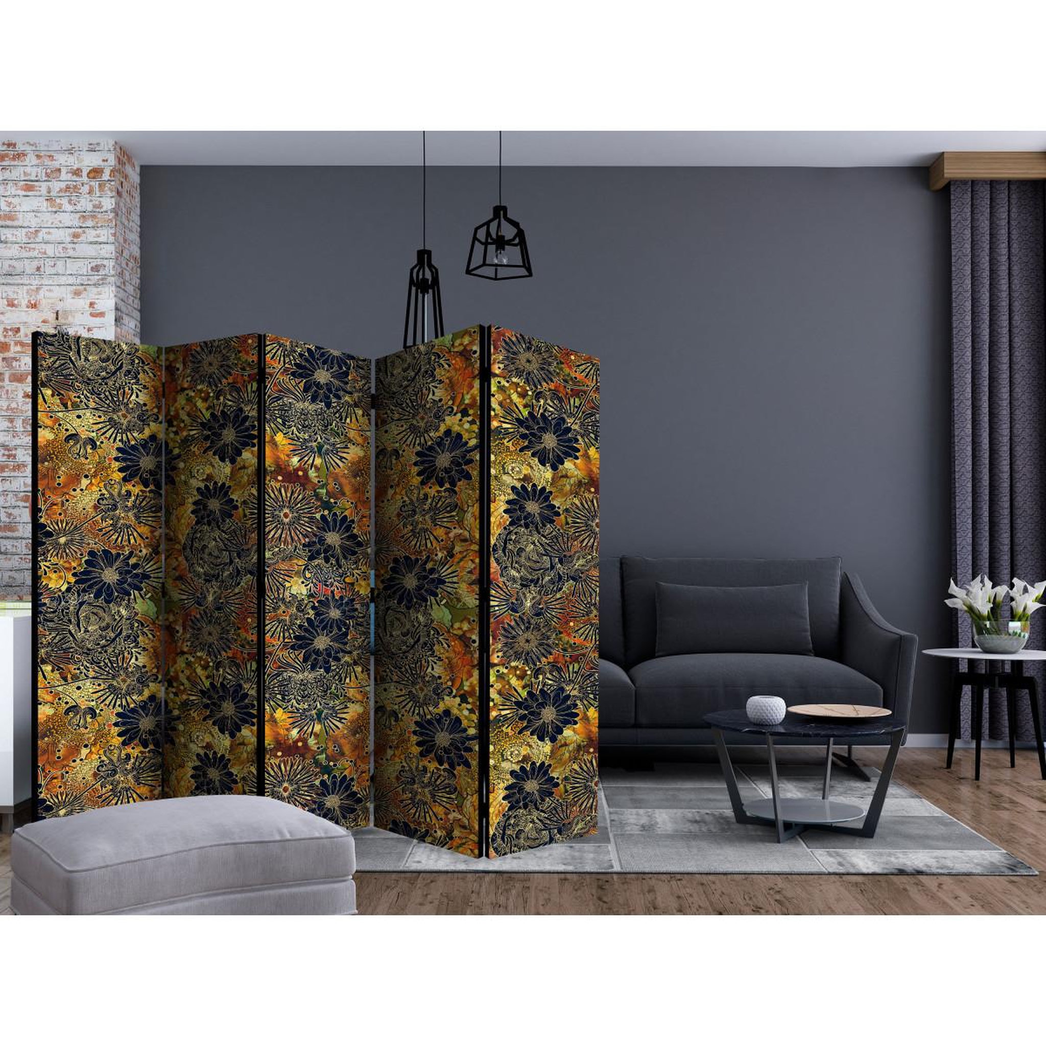 Voir la diapositive 2 : Paris Prix Paravent 5 volets  floral madness  172x225cm
