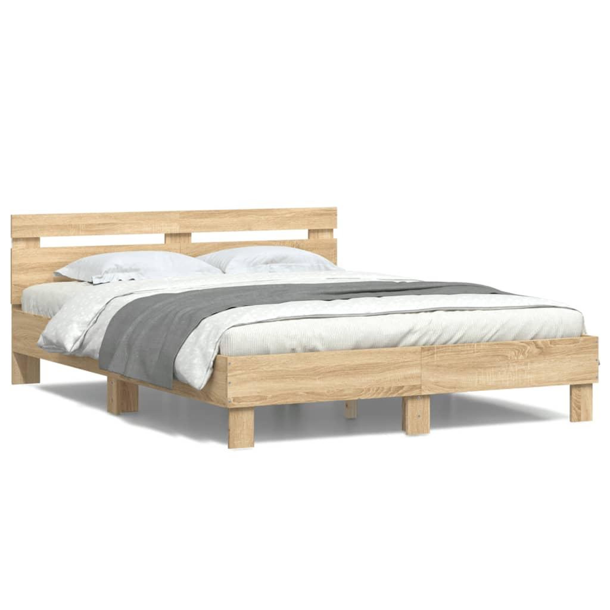 Voir la diapositive 5 : VIDAXL Cadre de lit avec LED sans matelas chene sonoma 150x200 cm