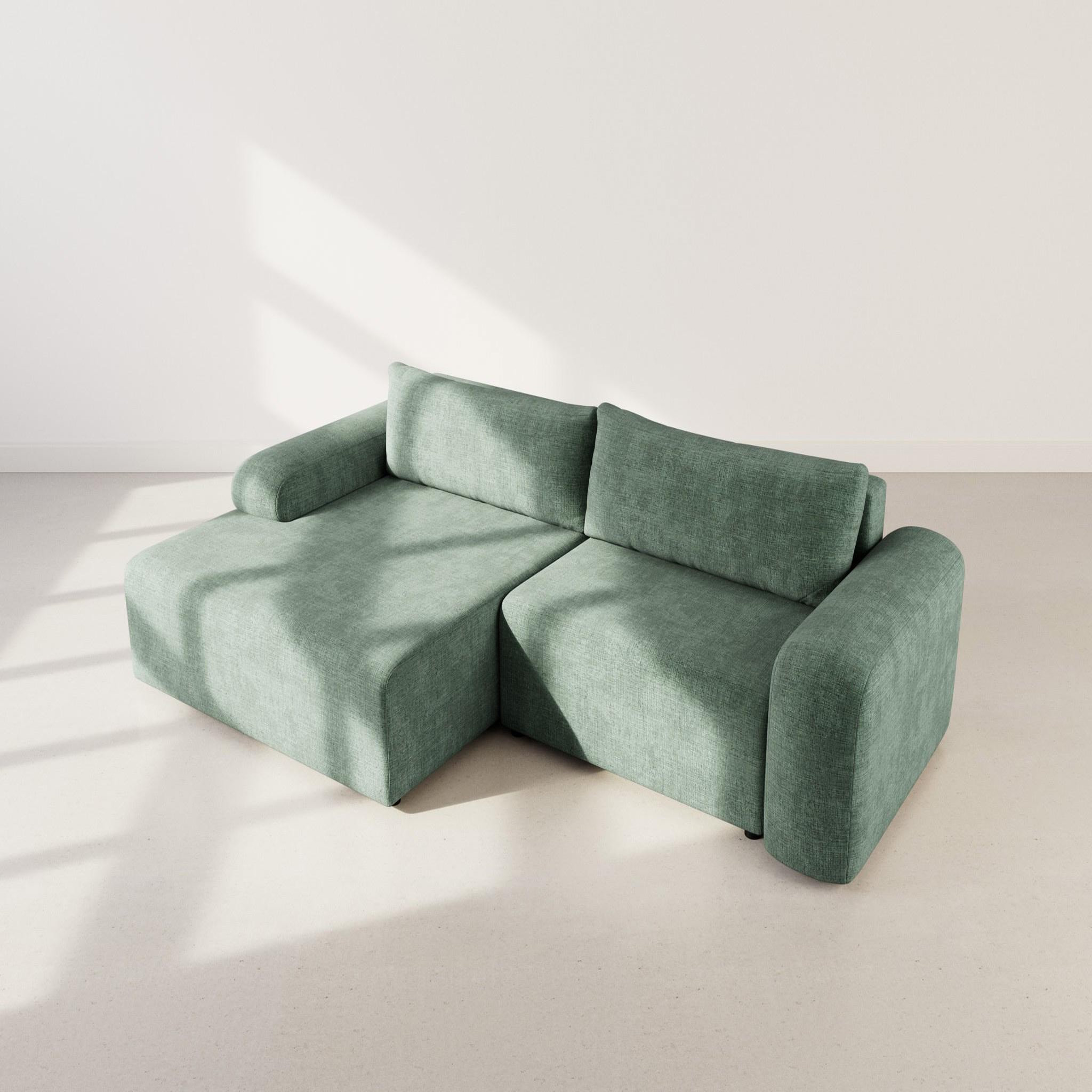 Voir la diapositive 6 : BEST MOBILIER Rebecca - canapé d'angle gauche 4 places convertible avec coffre en velours texturé