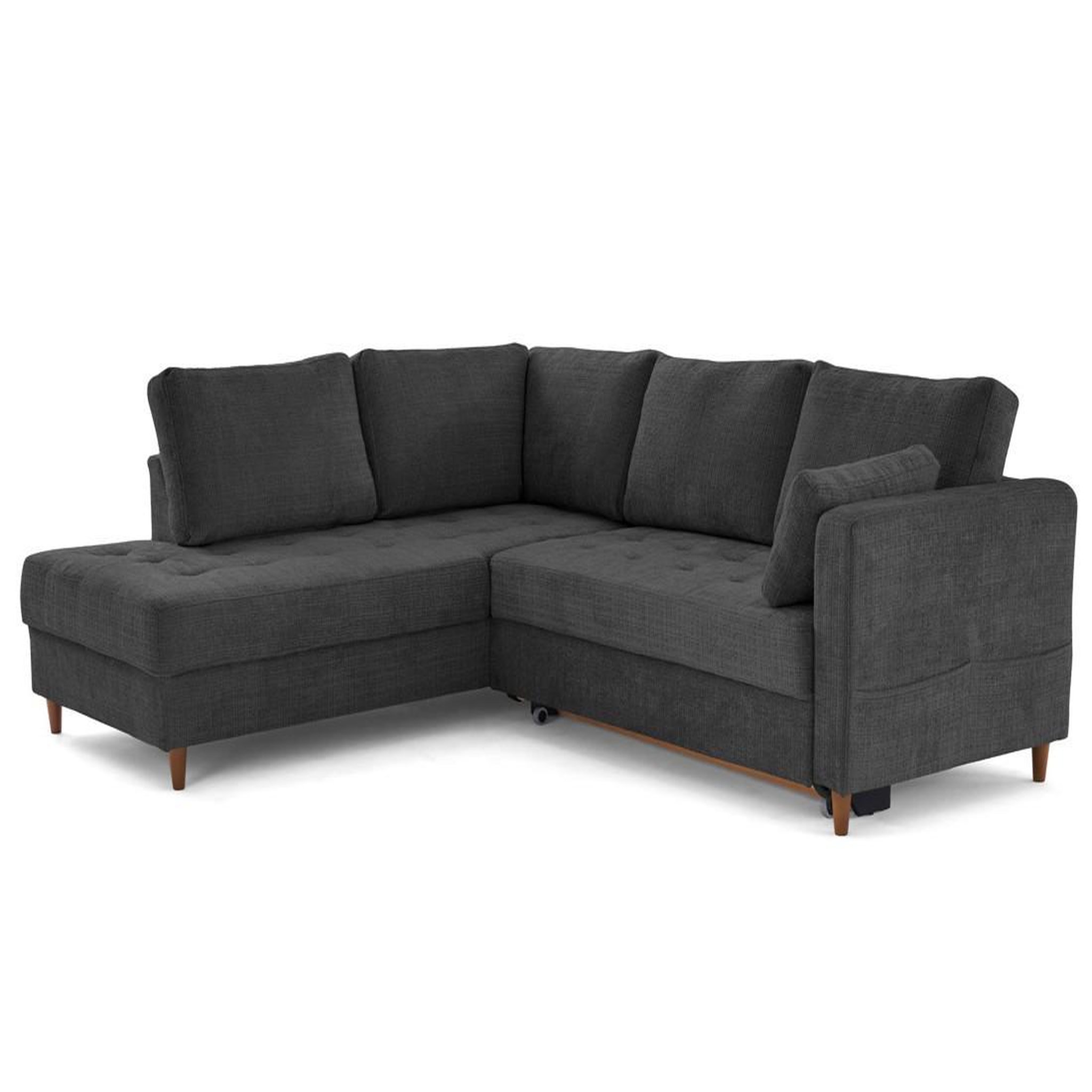 Voir la diapositive 3 : BEST MOBILIER Anna - canapé d'angle gauche 5 places convertible en velours texturé