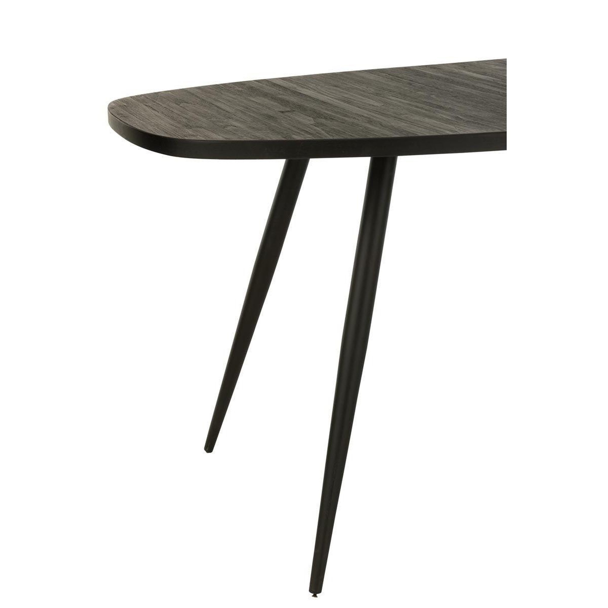 Voir la diapositive 4 : J-LINE Table à manger ovale en bois  teck  200cm noir