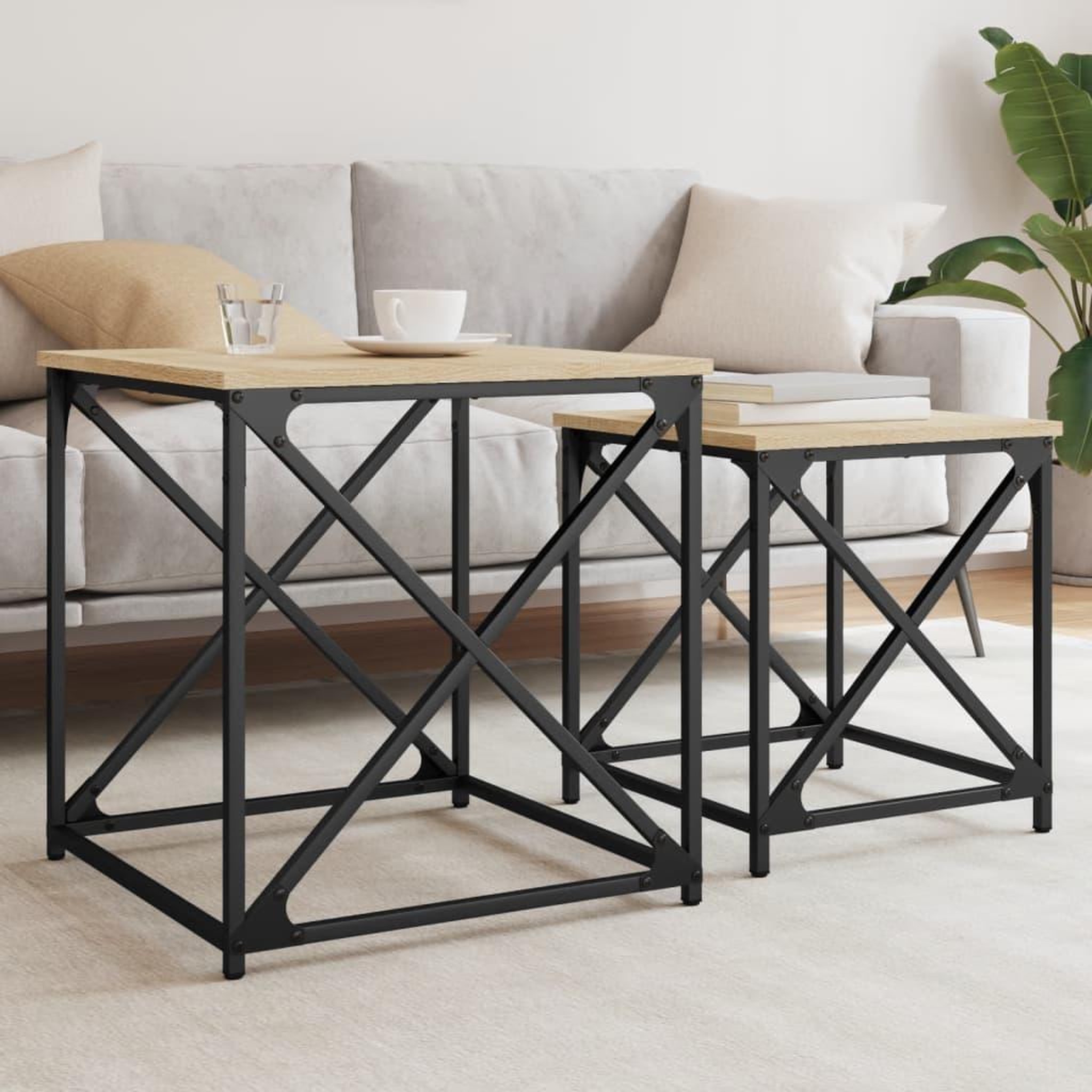 VIDAXL Tables basses gigognes 2 pcs chene sonoma bois d'ingenierie