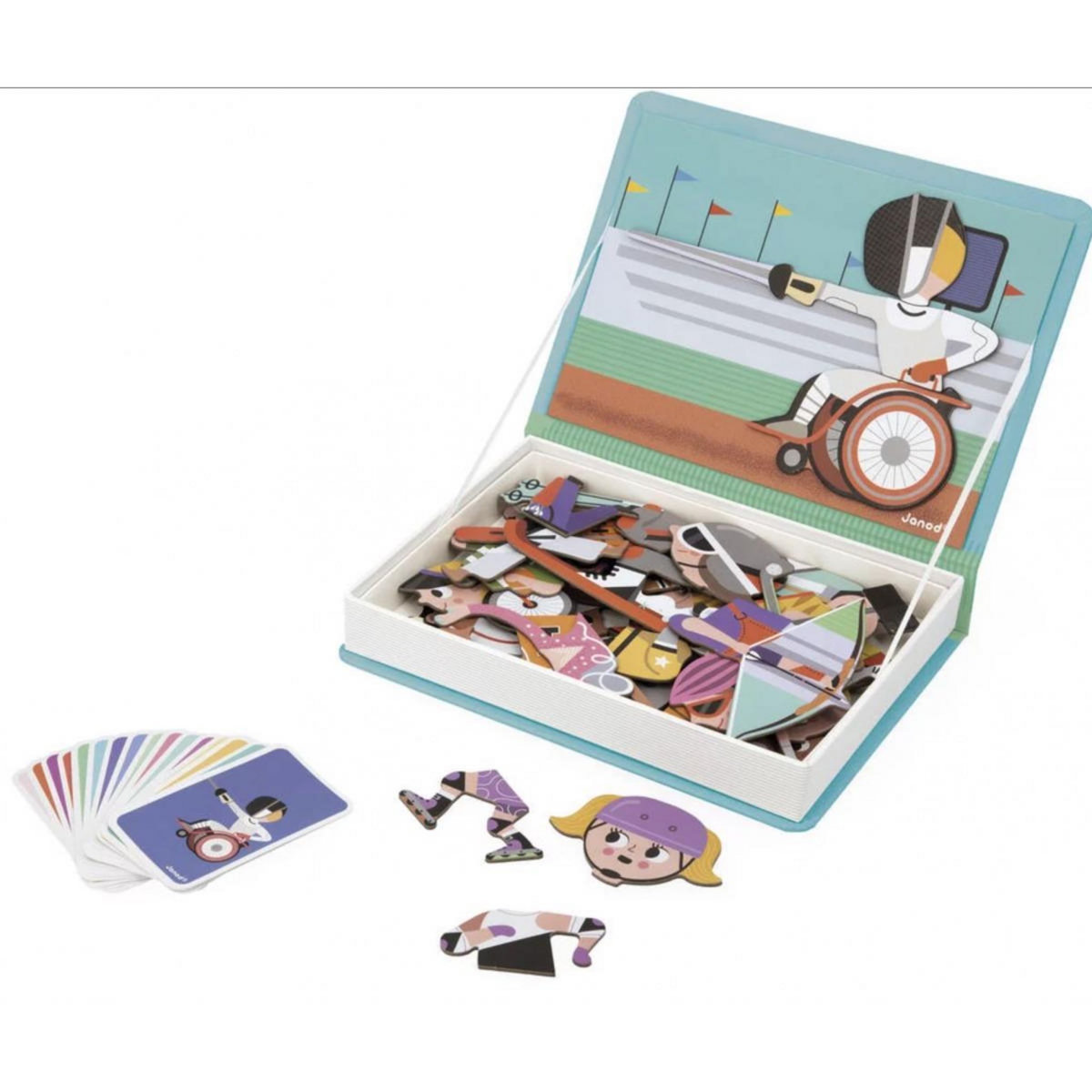 Juratoys-Janod Livre Magnétique Thème Sports - Découvrez 16 Sports Amusants