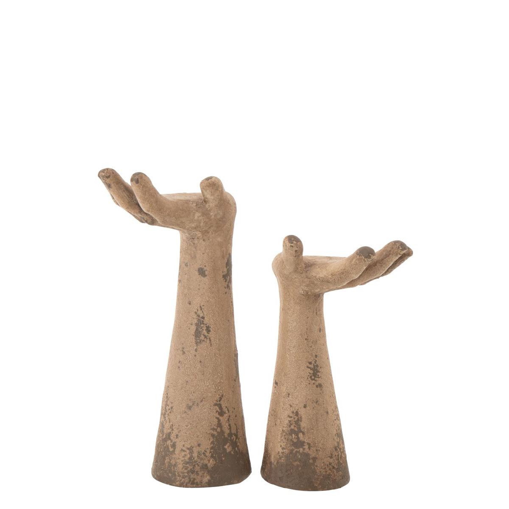 Voir la diapositive 2 : J-LINE Lot de 2 mains déco extérieure  antik  50cm beige