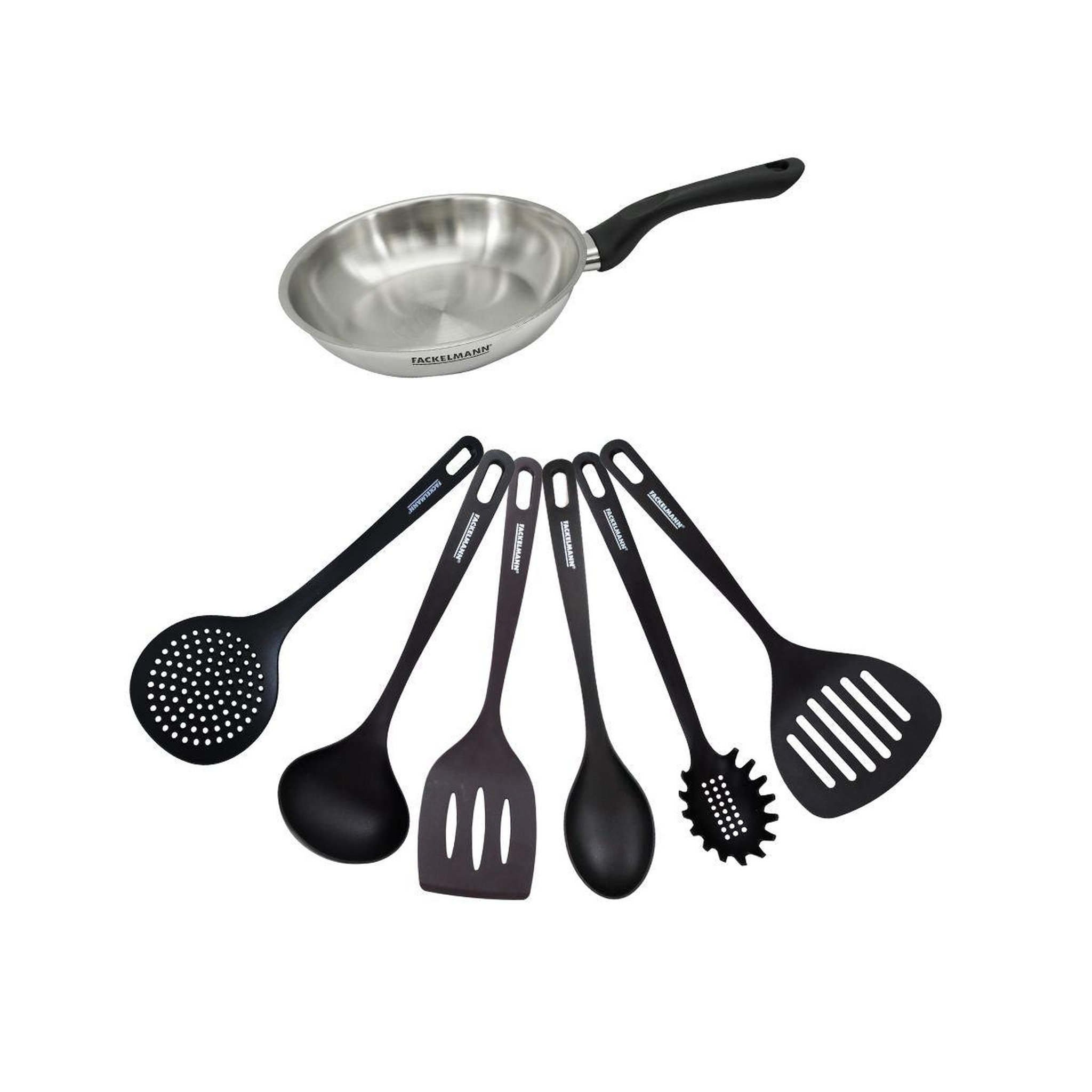 Fackelmann Set poêle 20 cm en inox et 6 ustensiles fackelmann geneva