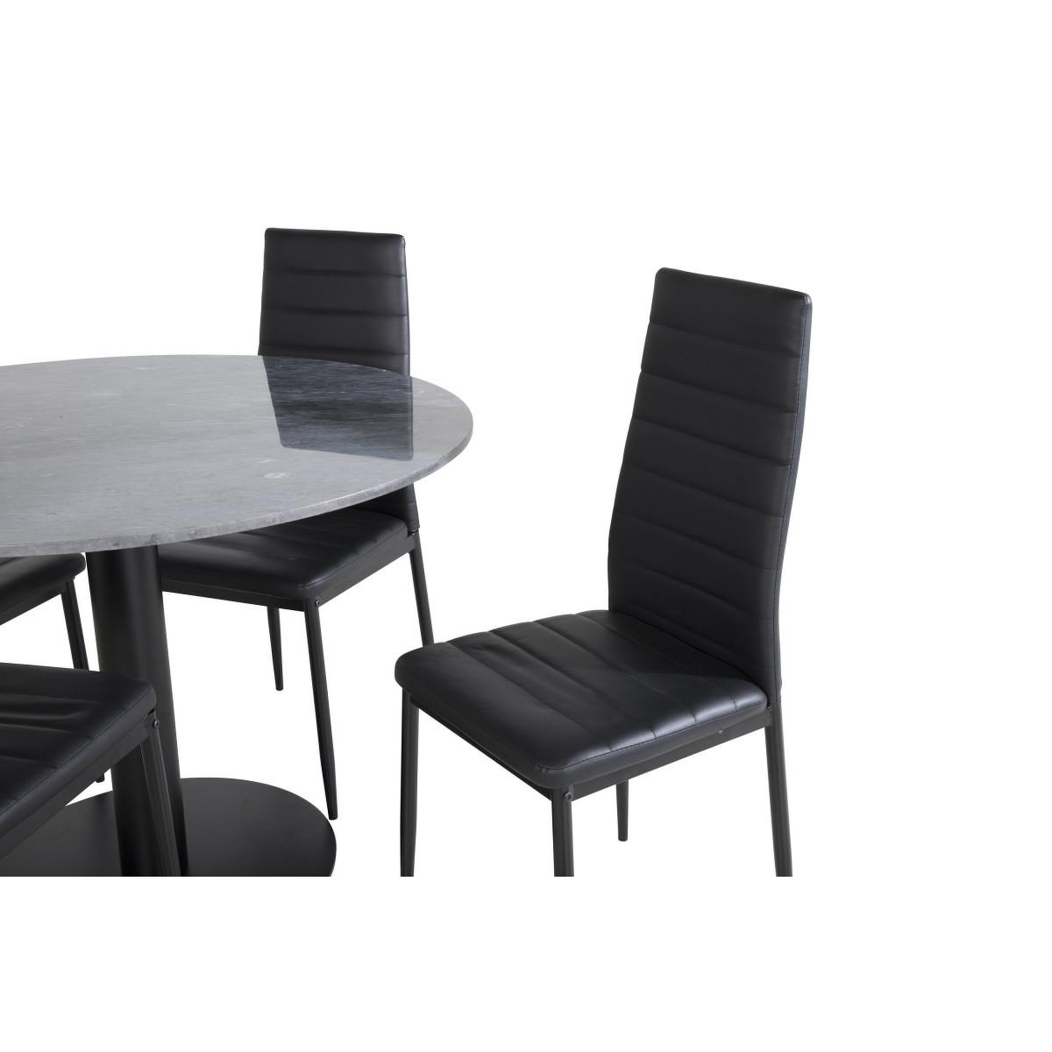 Voir la diapositive 2 : Paris Prix Ensemble table à manger & 4 chaises  estelle & slim  106cm gris foncé & noir