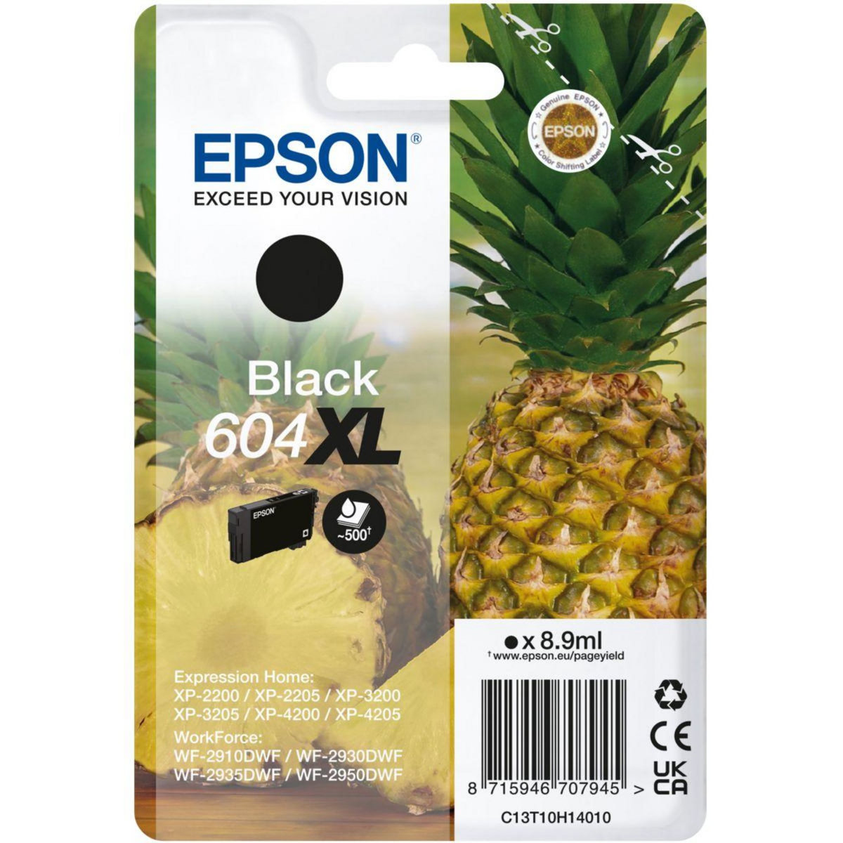 Epson Cartouche d'encre Originale 604 XL Haute Capacité Noire Série Ananas - C13T10H14010