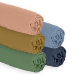 Drap housse uni en coton 51 fils . Coloris disponibles : Orange, Vert, Marron, Bleu