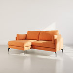 LISA DESIGN Carlos - canapé d'angle gauche 4 places ultra moelleux en tissu texturé. Coloris disponibles : Orange