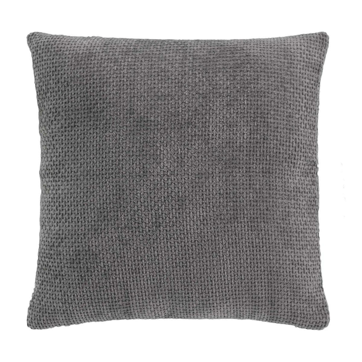 Paris Prix Coussin Déco en Velours Chenillé  Leo  45x45cm Anthracite
